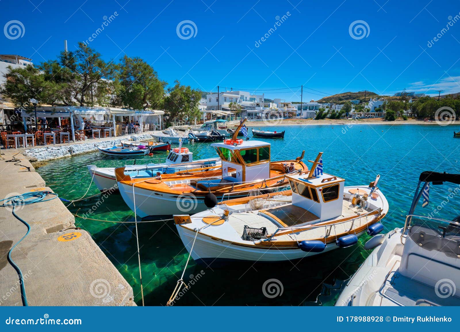 the beach and fishing village of pollonia in milos, greece