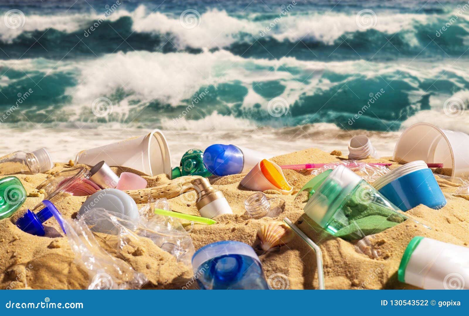 Beach Full of Plastic Waste Stock Photo Image of straw, ecology