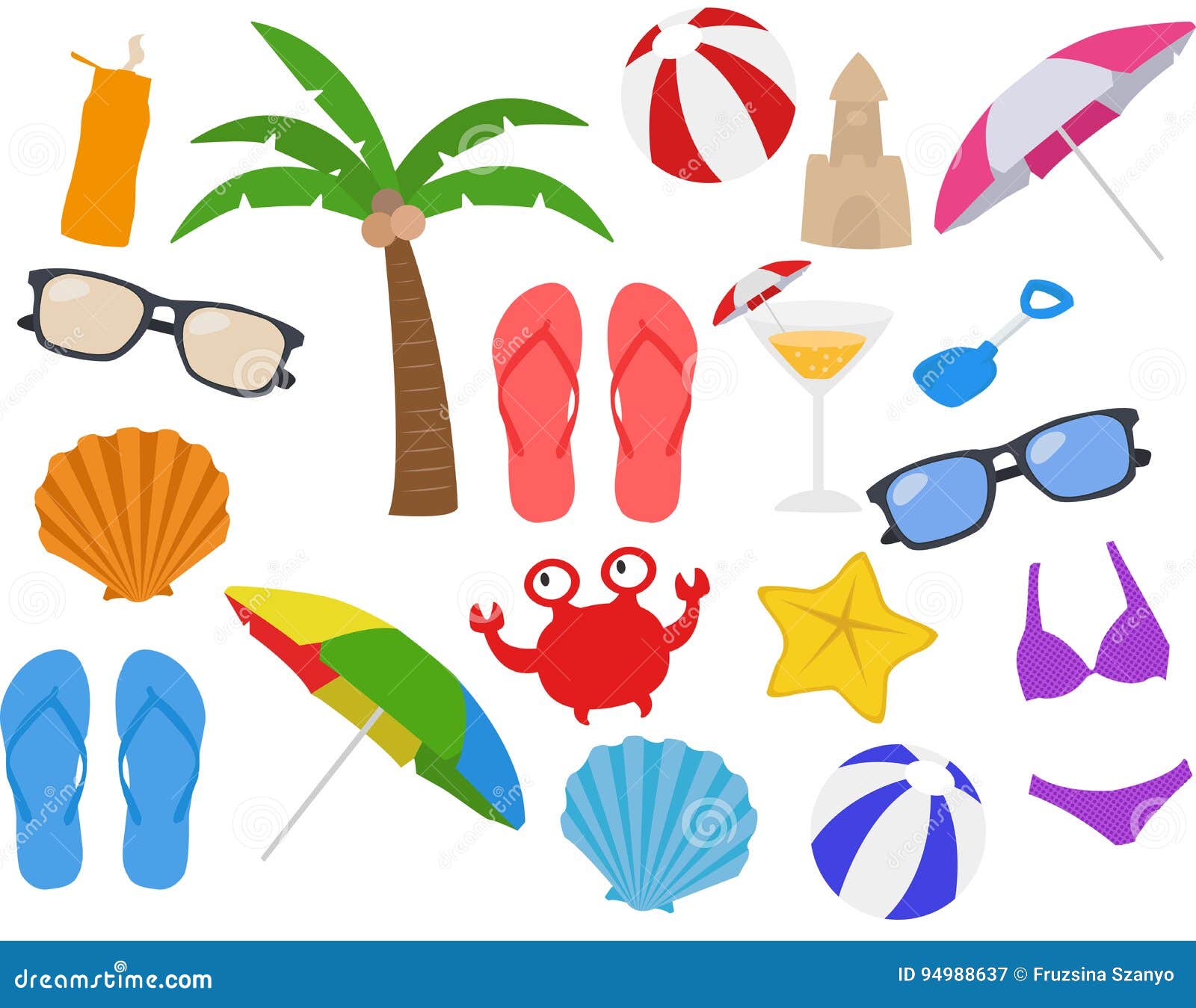 Beach, Holiday, Vacation, Summer Cartoon Clipart Stock Vector -  Illustration of drawing, swimming: 94988637