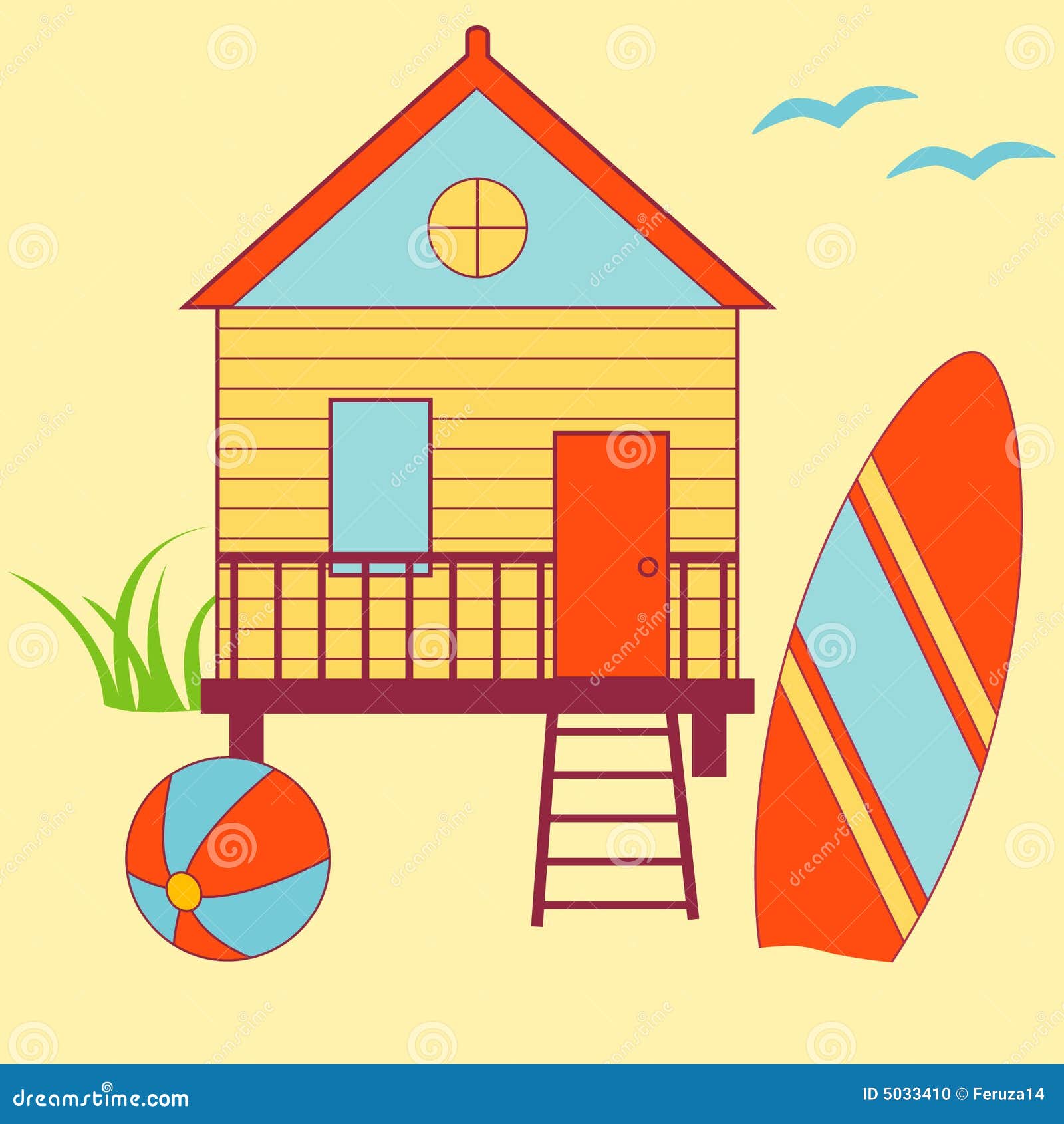 Beach House stock vector. Illustration of summer, vector 5033410