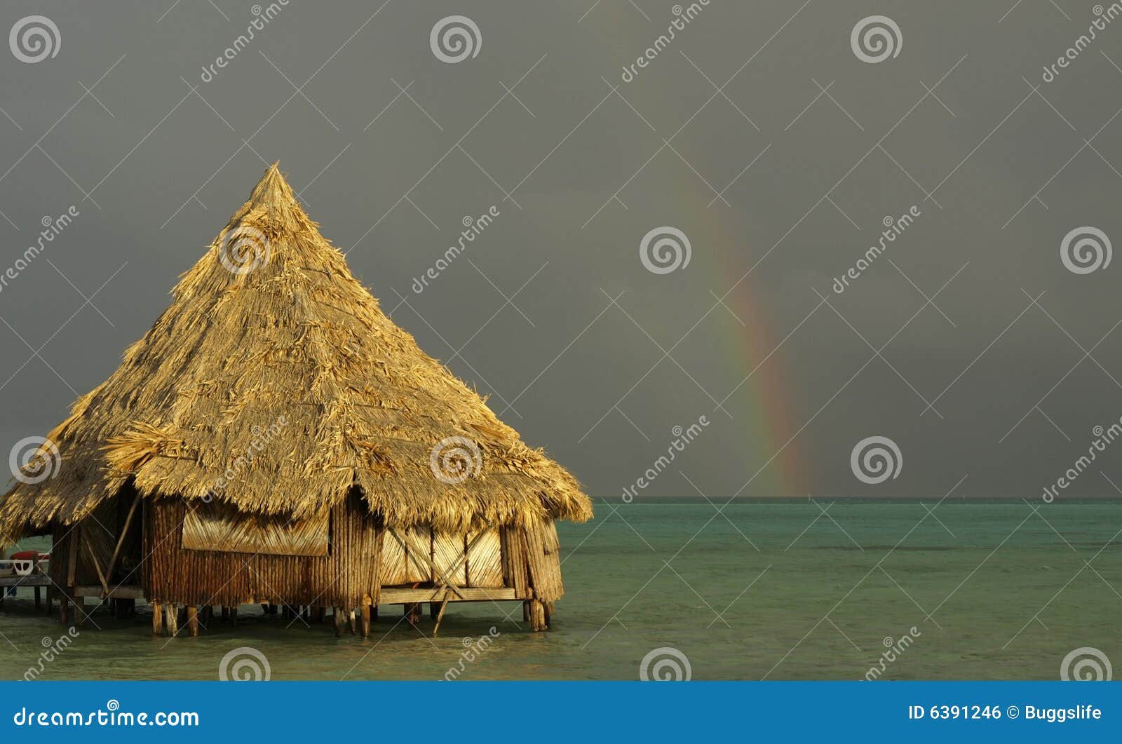 beach hut & rainbow post storm