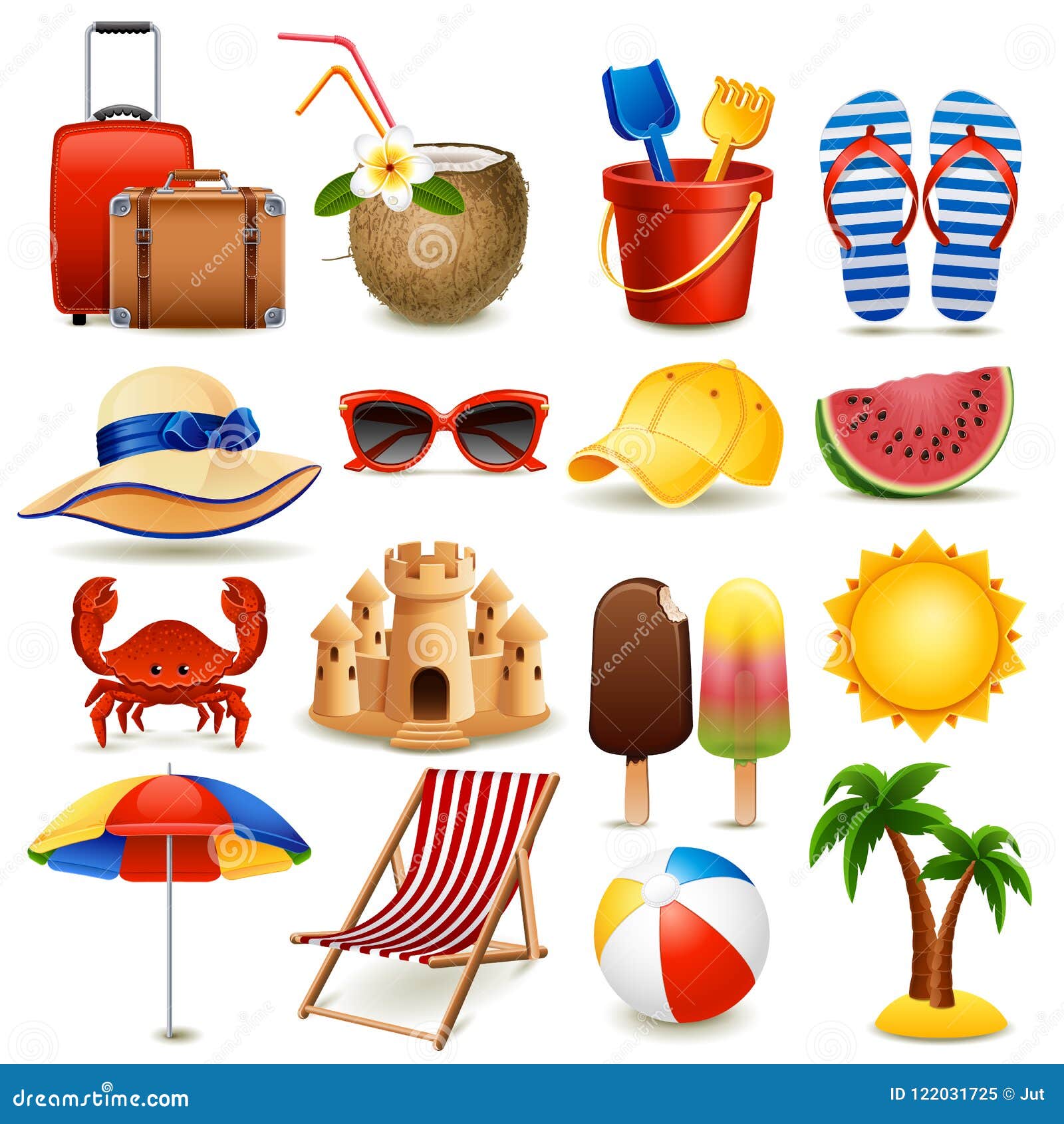 Beach icon set stock vector. Illustration of bucket - 122031725