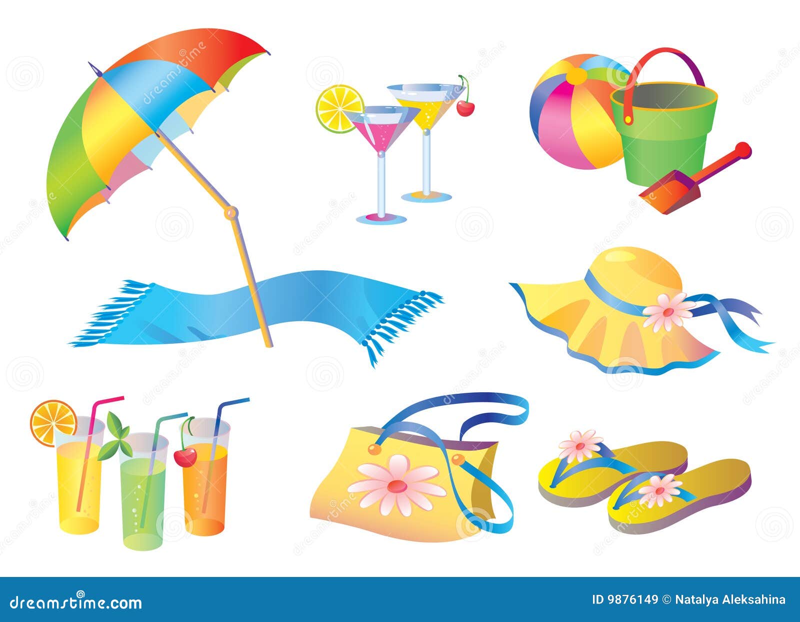 Beach icons stock vector. Illustration of recreation, juice - 9876149