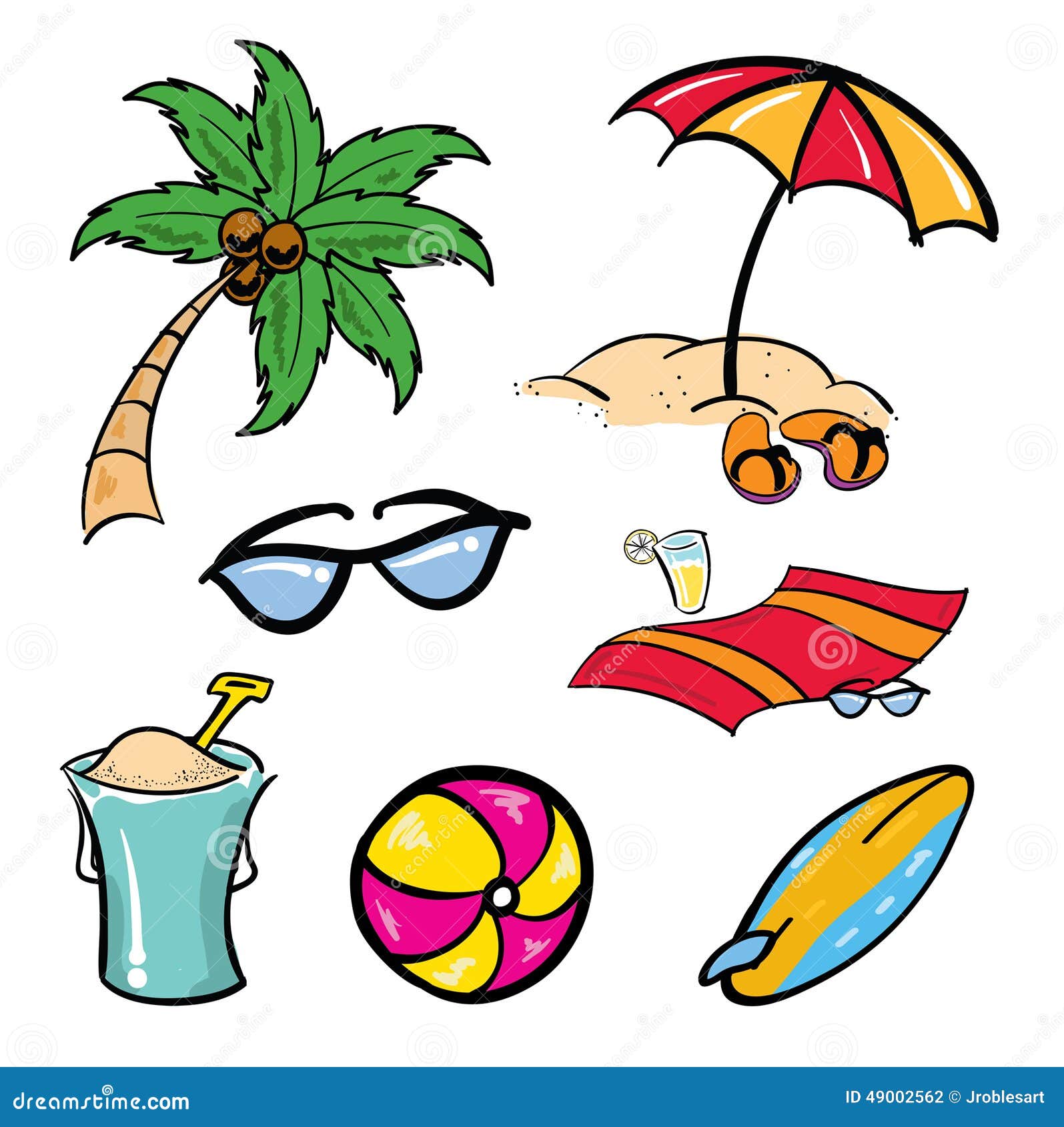 Beach Items stock vector. Illustration of mask, summer - 49002562