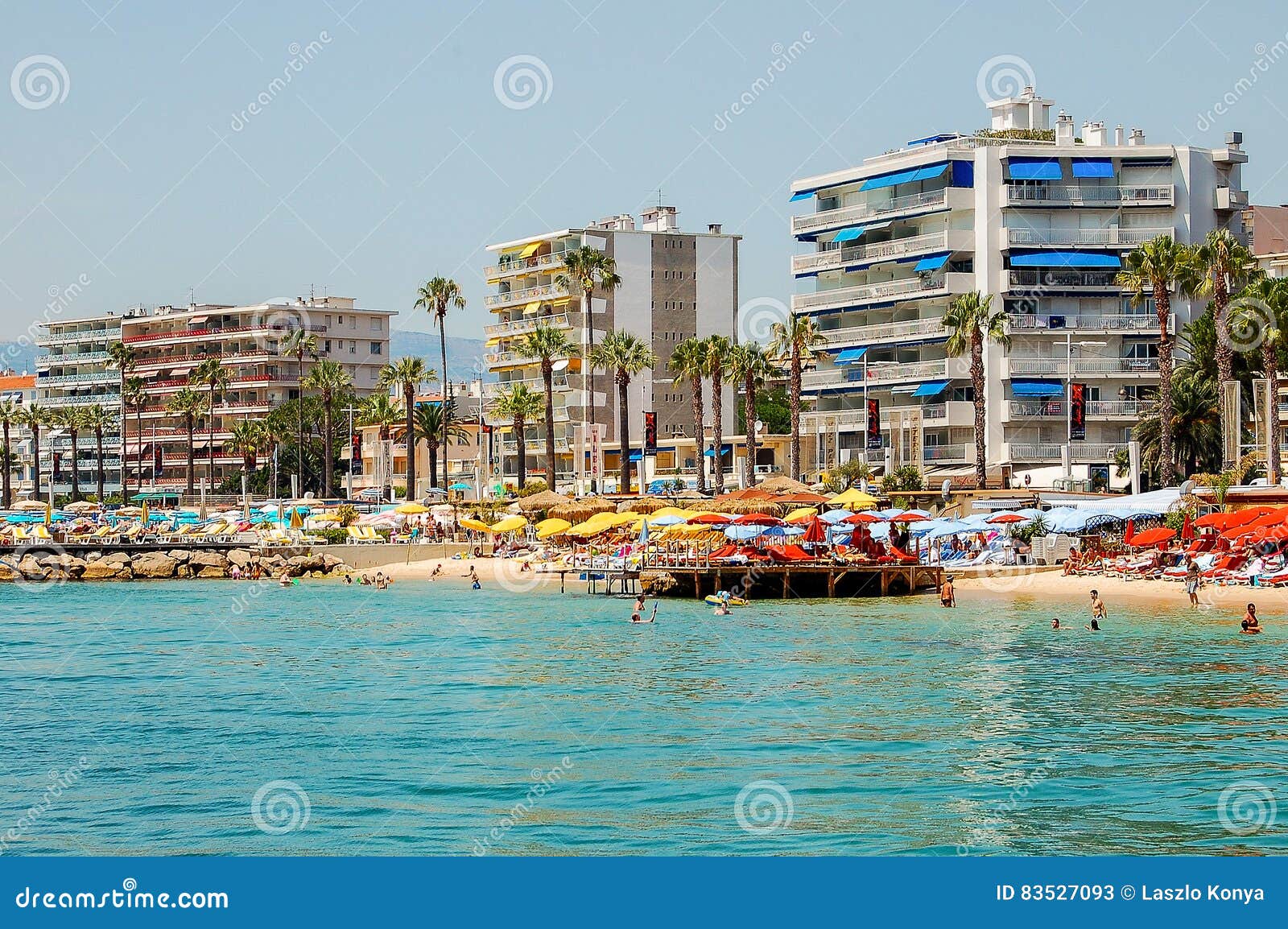 Beach Juan les Pins editorial stock photo. Image of sunshine 83527093