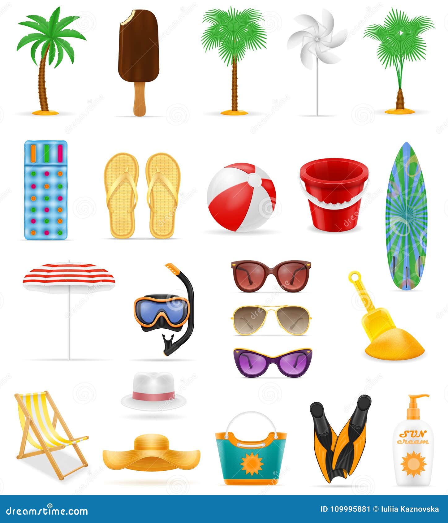 Beach Leisure Objects Stock Vector Illustration Stock Vector ...