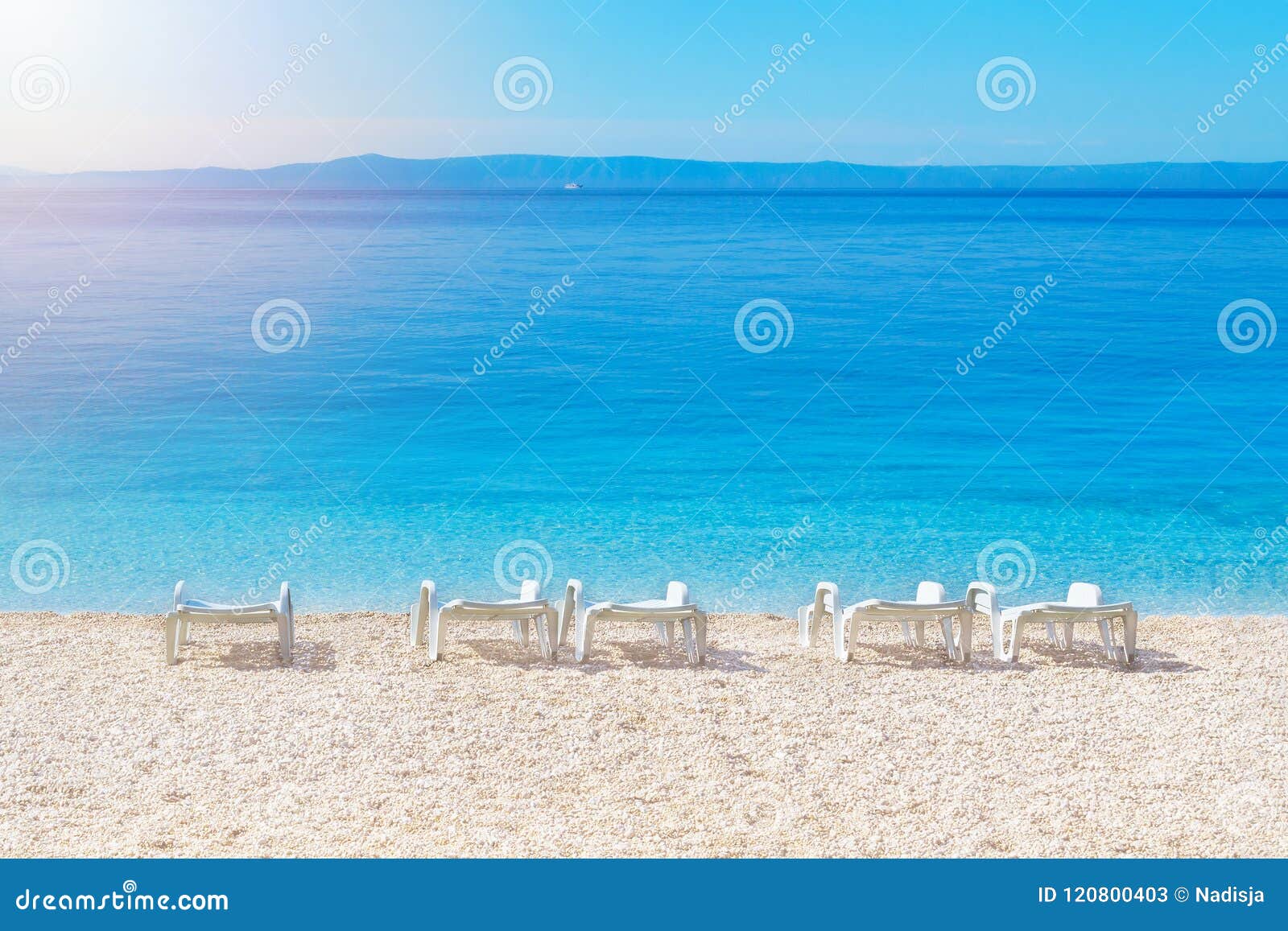 Beach Lounge And Beautiful Seascape Of Adriatic In Croatia Stock Image Image Of Five Brela 120800403