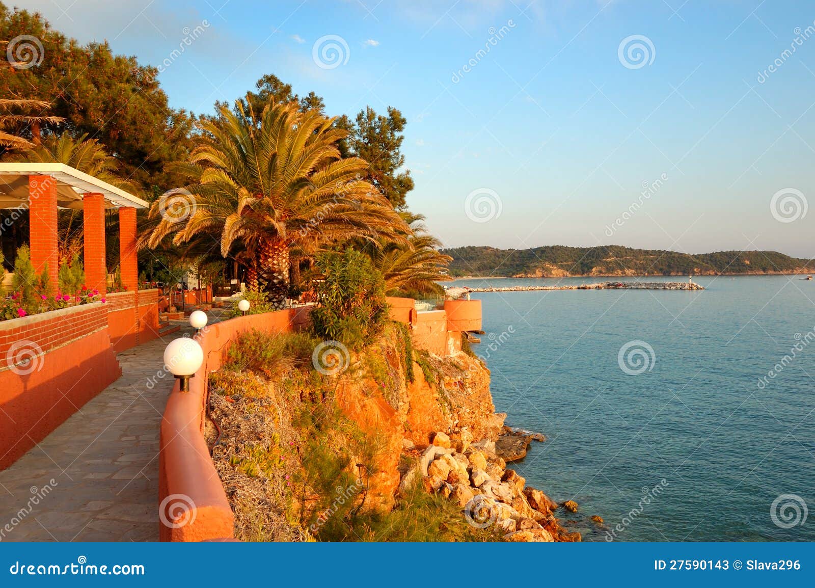 Beach at the Luxury Hotel during Sunset Stock Image Image of