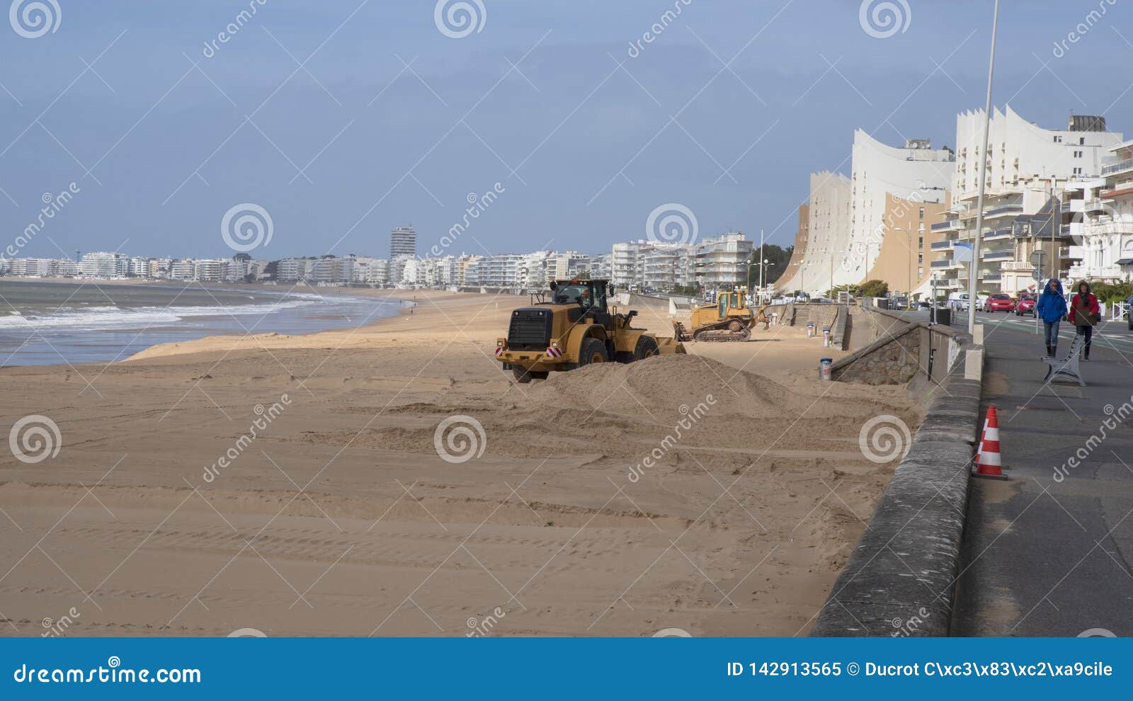 Beach Maintenance and Restructuring for the Summer Stock Image Image
