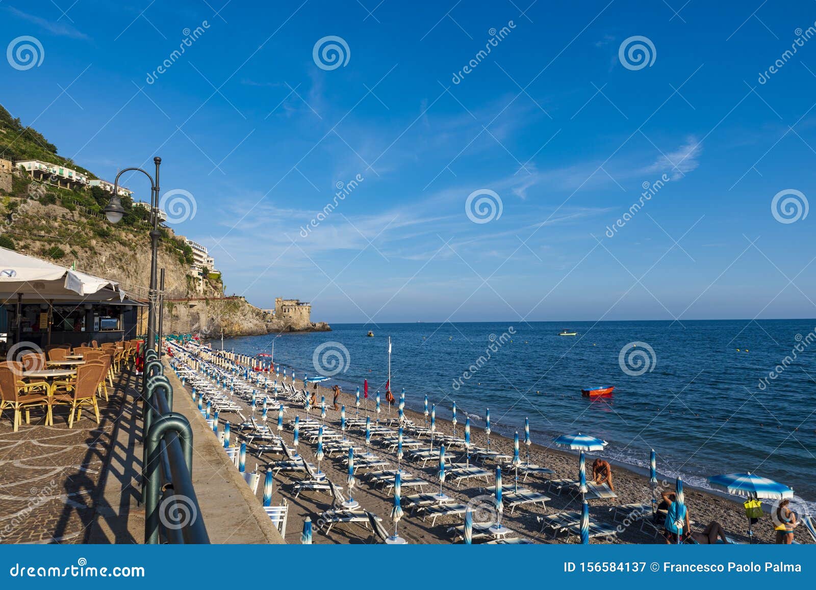 Beach at Maiori in Amalfi Coast Stock Image - Image of italy, umbrellas ...