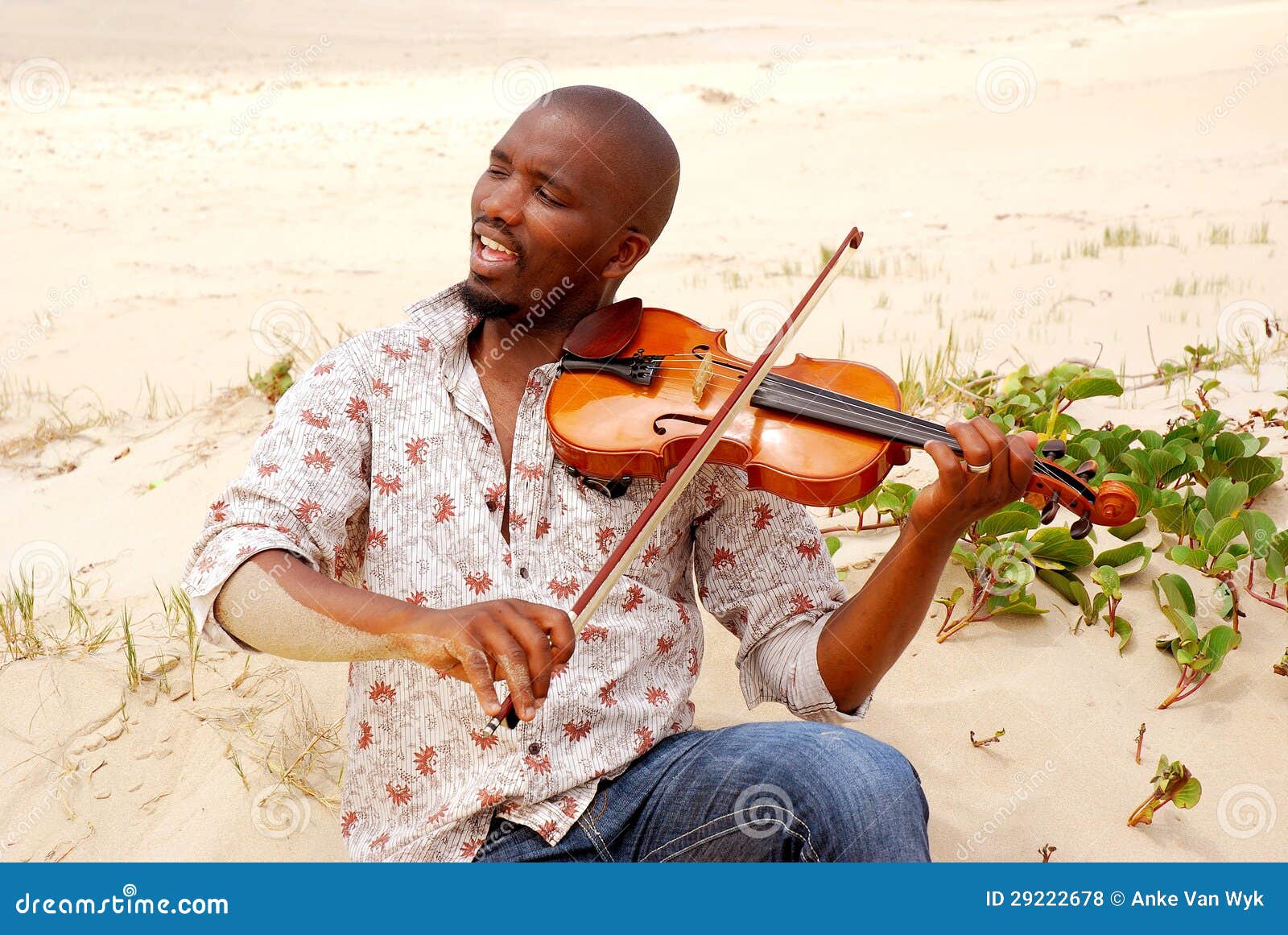 beach musician portrait
