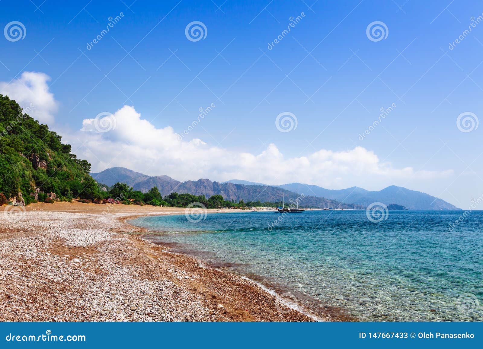 beach near of ancient greek and roman ancient city of olympos coast kemer antalya turkey