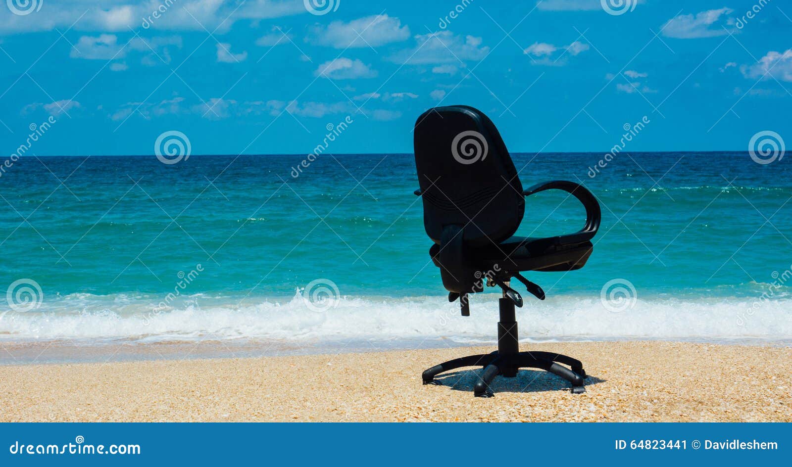 Beach office by the ocean stock image. Image of chair 64823441