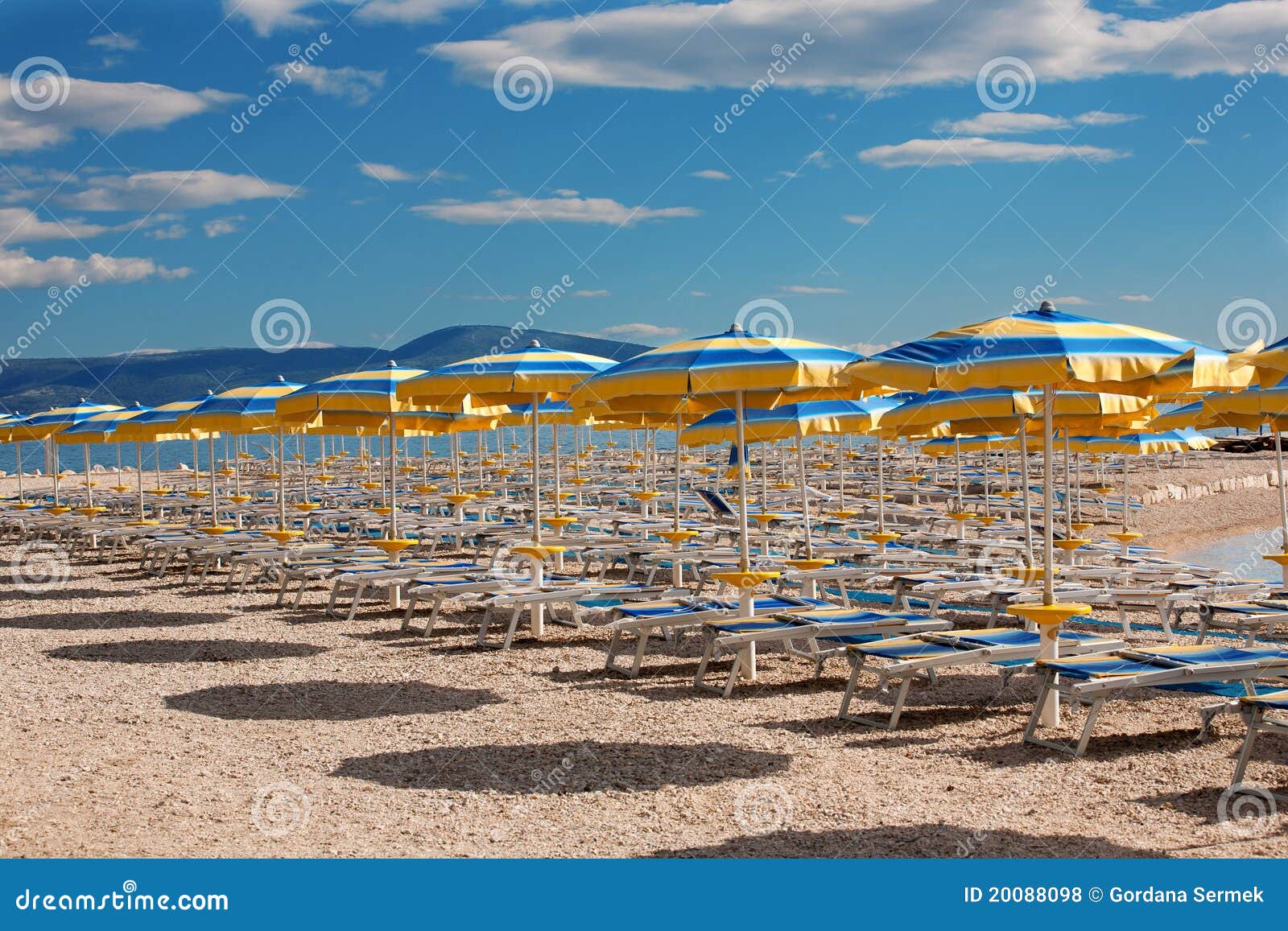 Beach with parasols stock photo. Image of mediterranean - 20088098