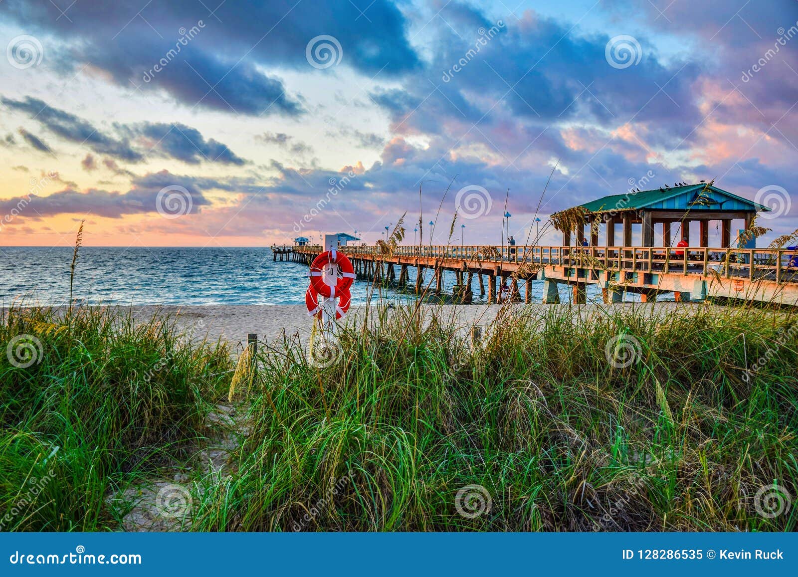 Beach Pier near Fort Lauderdale Florida FL. Beach Pier in Deerfield Beach Florida FL near Fort Lauderdale.