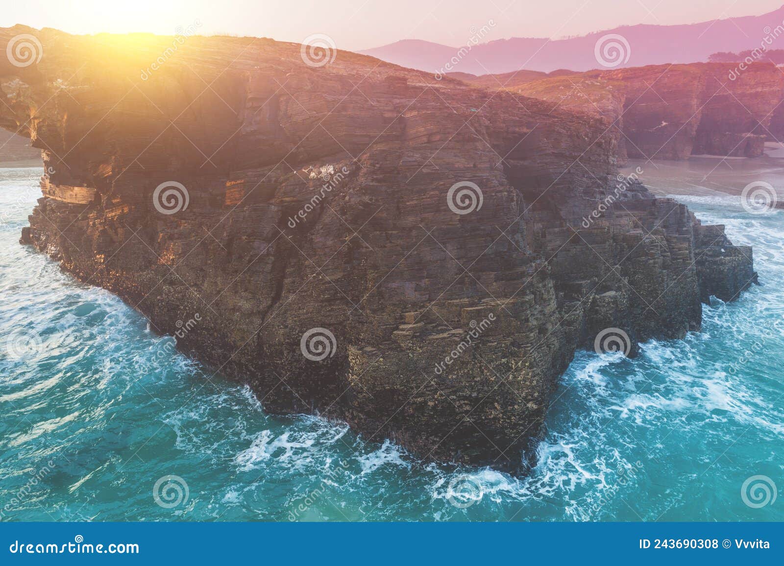 beach playa de augas santas in the morning. spain