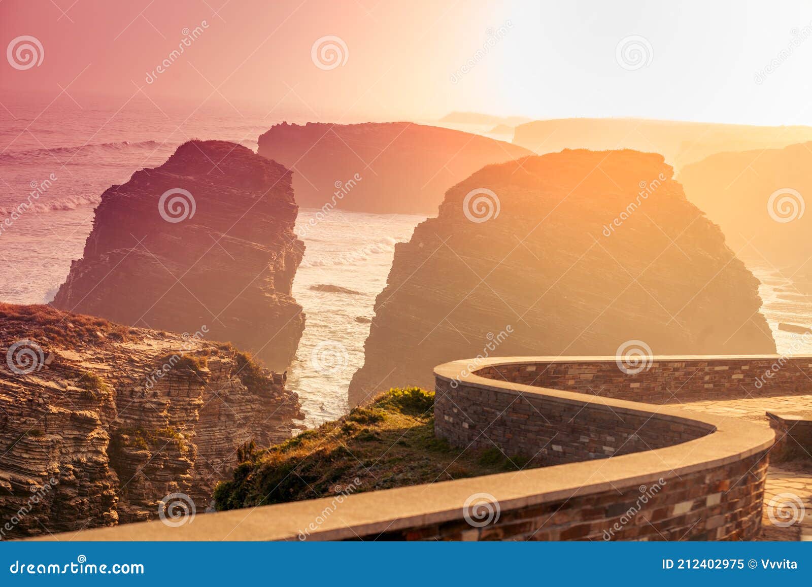 beach playa de augas santas at sunrise. spain, europe