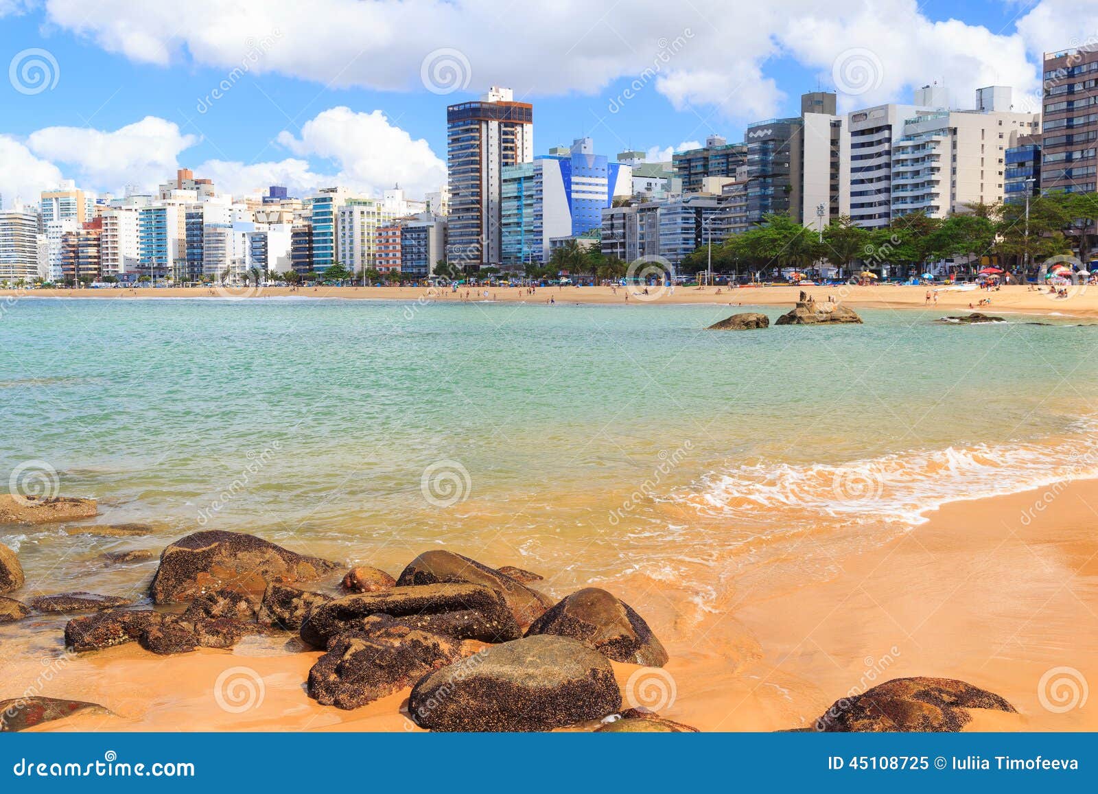 Beach Praia Da Costa, Sand, Sea, Vila Velha, Espirito Sando, Bra Stock  Image - Image of blue, vila: 45108725
