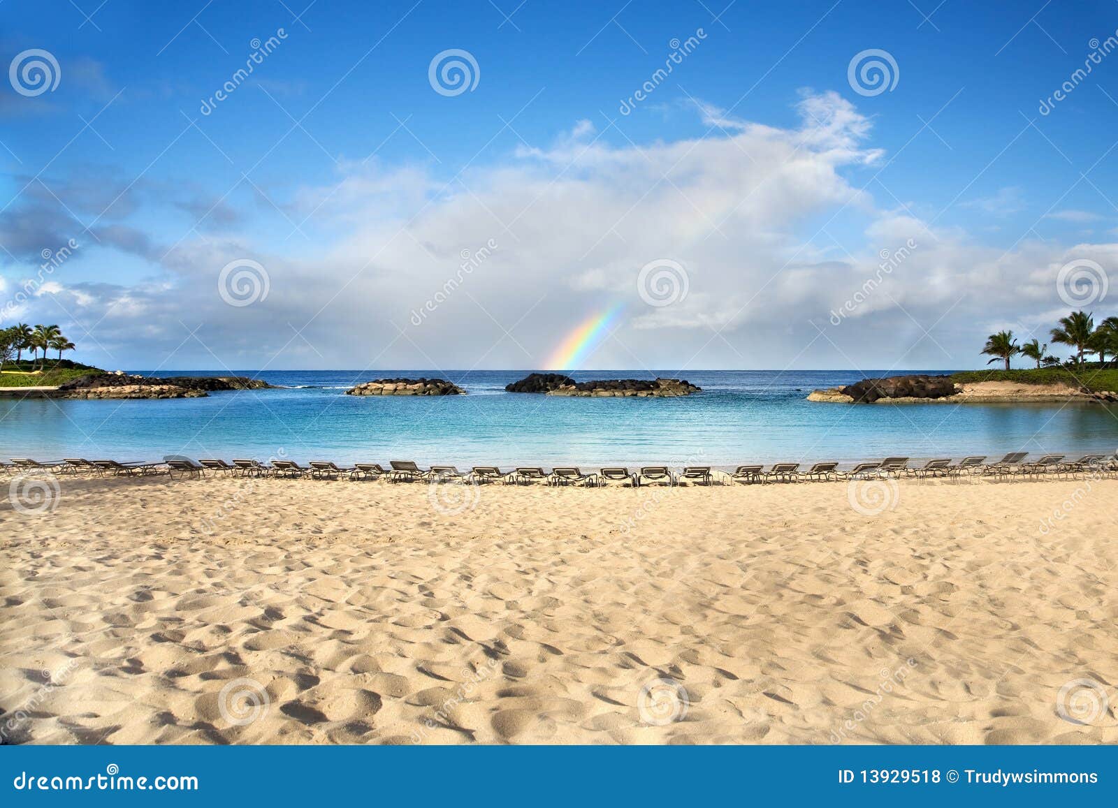 Beach and Rainbow, Hawaii stock photo. Image of tropical - 13929518