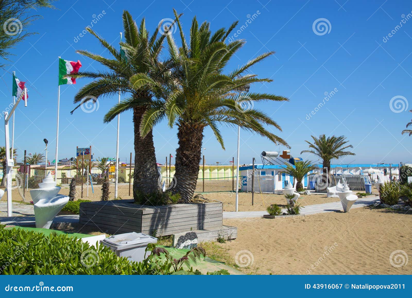 the beach at the resort of rimini, italy