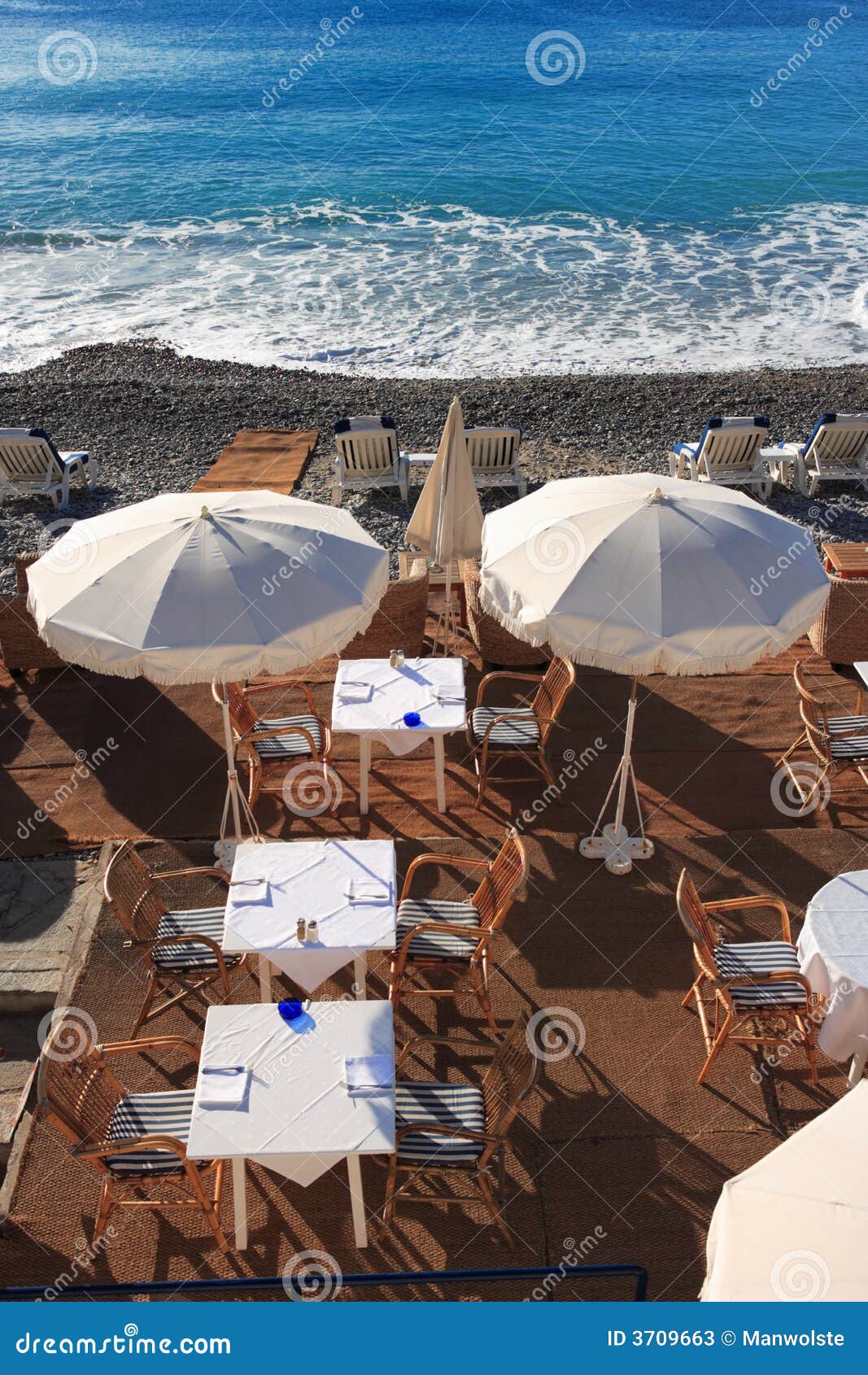 Beach restaurant at Nice, French Riviera