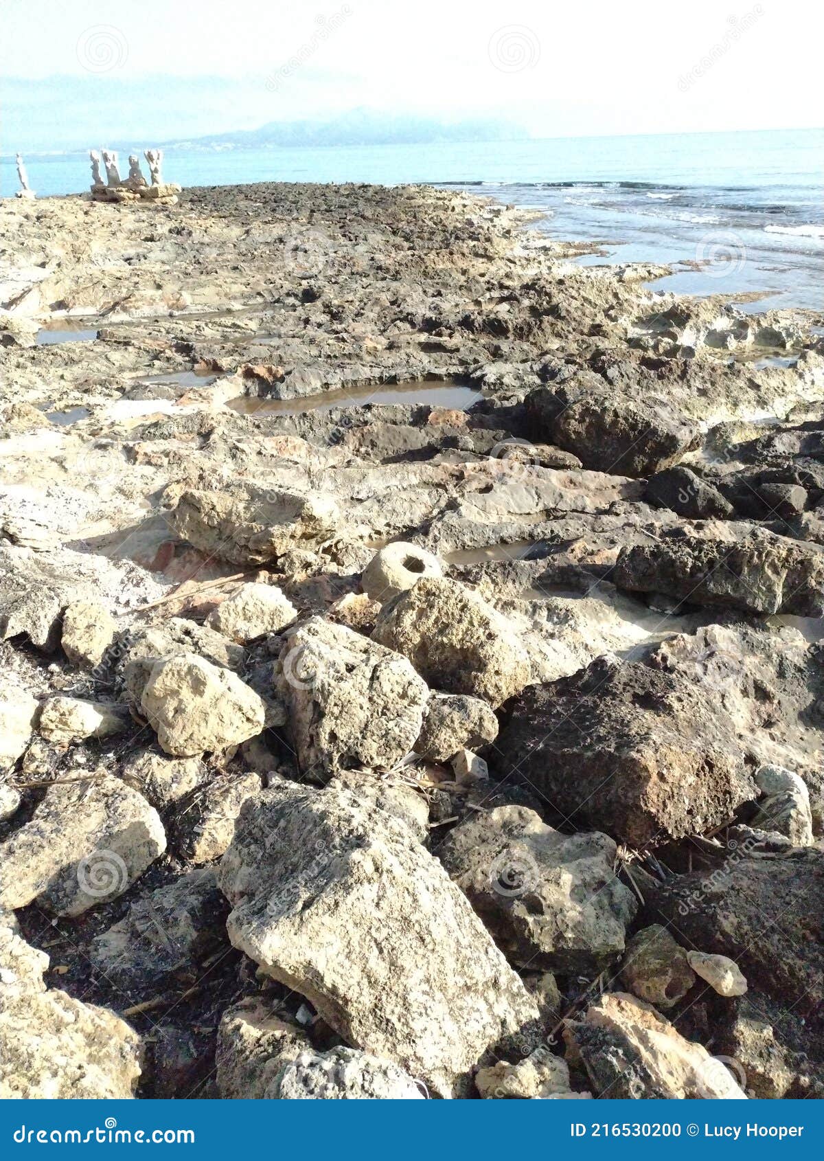 Beach Rocks Sea Statues Vista Stock Photo Image of rocks, statues 216530200