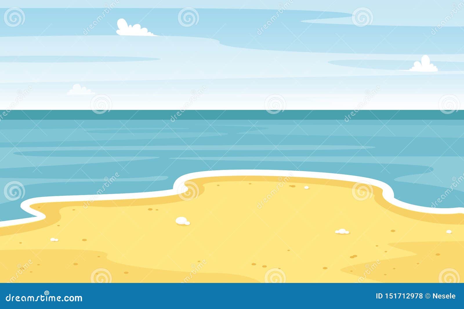 Beach and Sand. Sea or Ocean Scene. Summer Landscape. Cartoon Vacation  Travel Banner Stock Vector - Illustration of natural, resort: 151712978