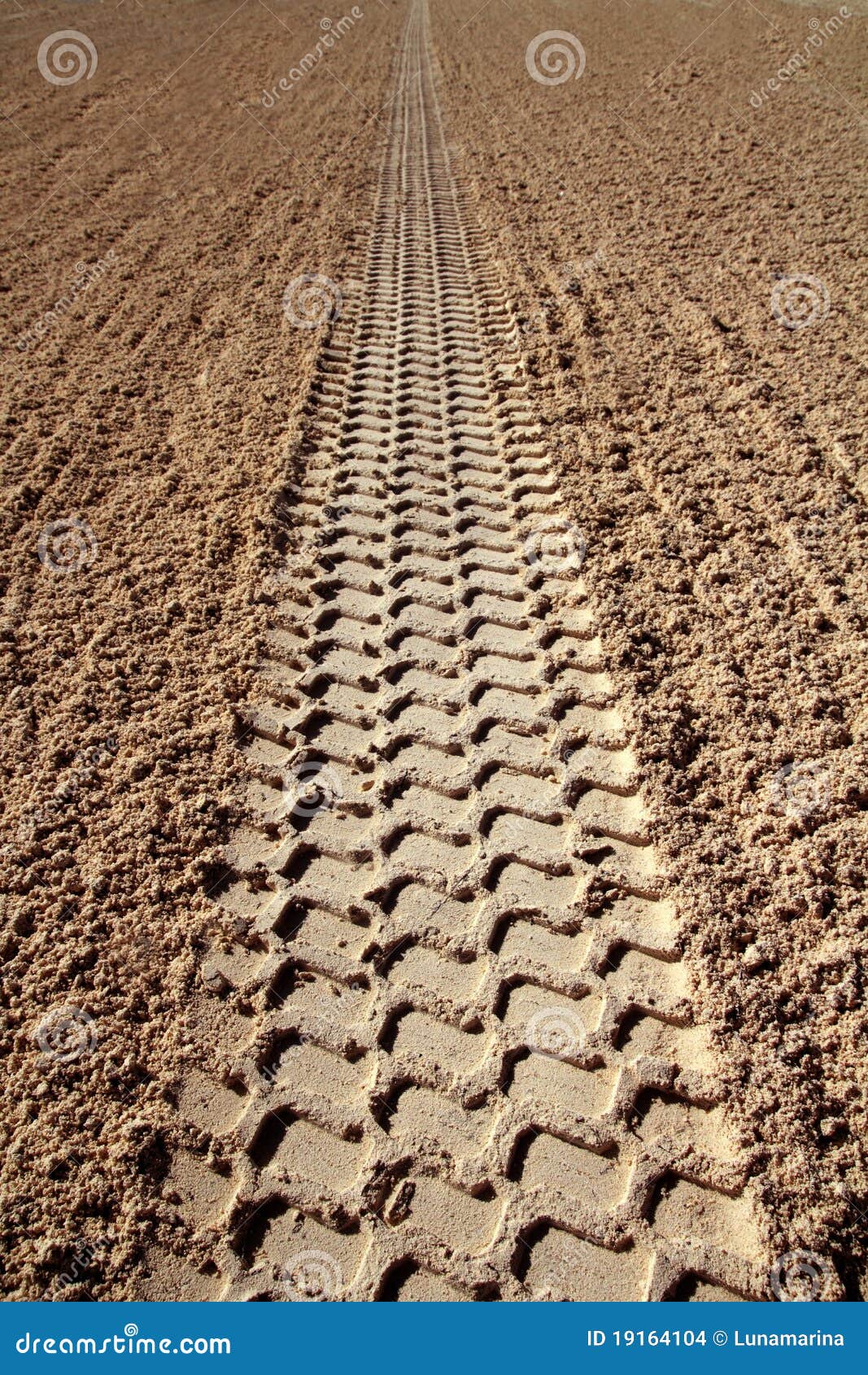 Beach Sand Tyres Footprint Perspective To Infinite Stock Photo Image