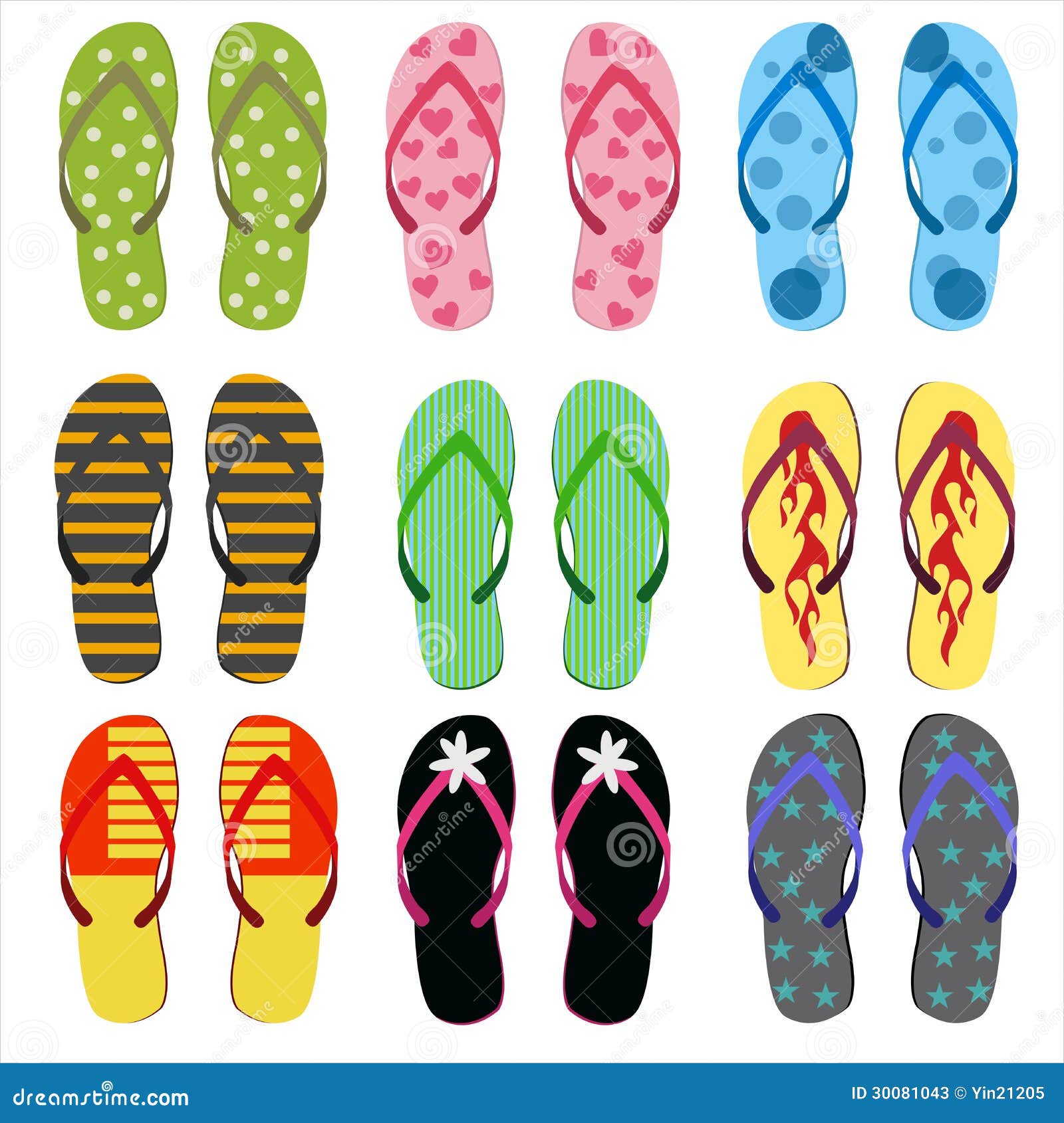 Beach sandals set stock illustration. Illustration of pattern - 30081043