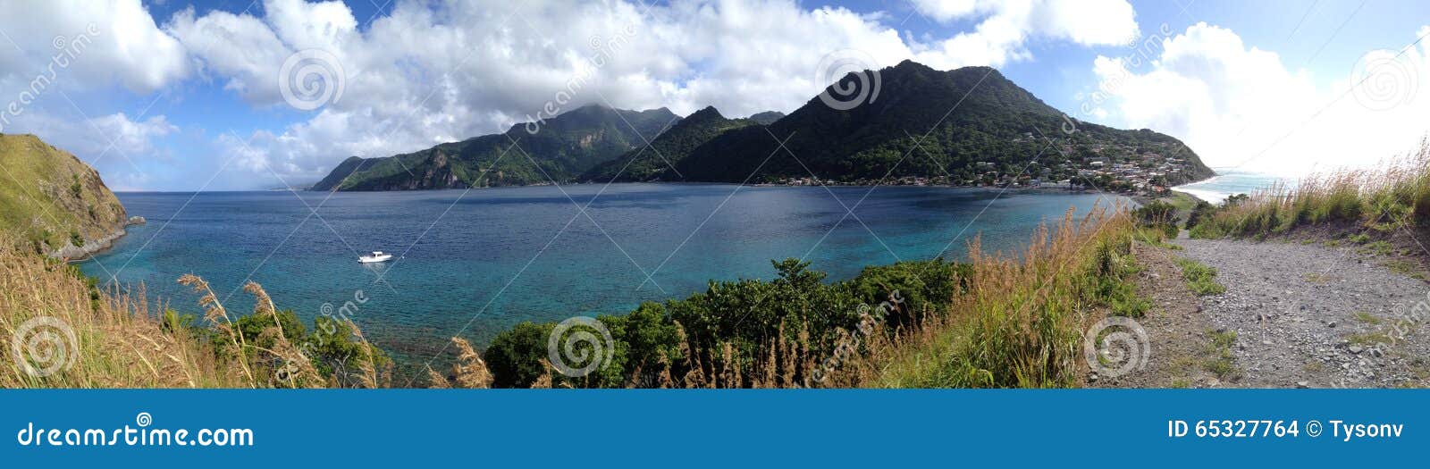 beach scene in dominica, west indies