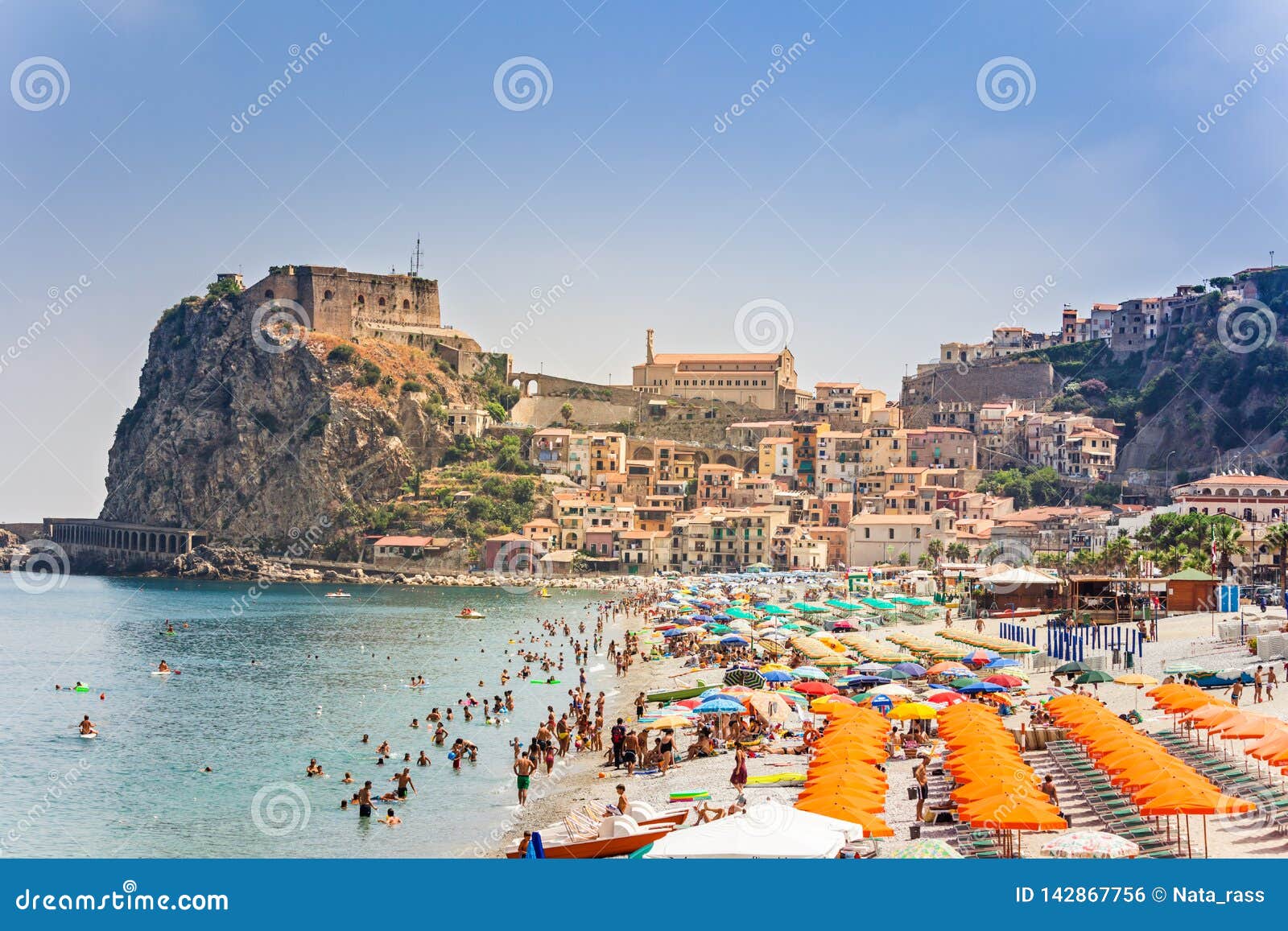 Beach Of Scilla Town In Calabria Hot Season With A Lot Of Tourists Editorial Photo Image Of Coastline Tourist 142867756