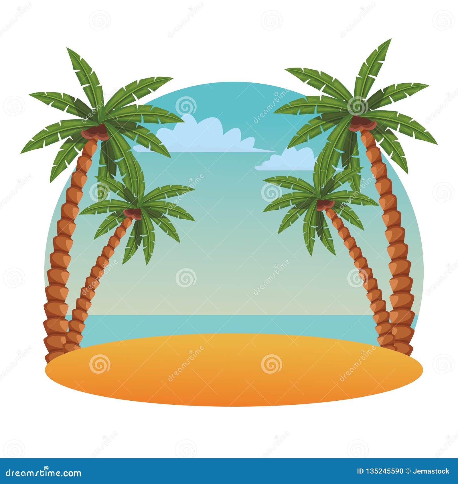 Beach and sea scene stock vector. Illustration of honeymoon - 135245590