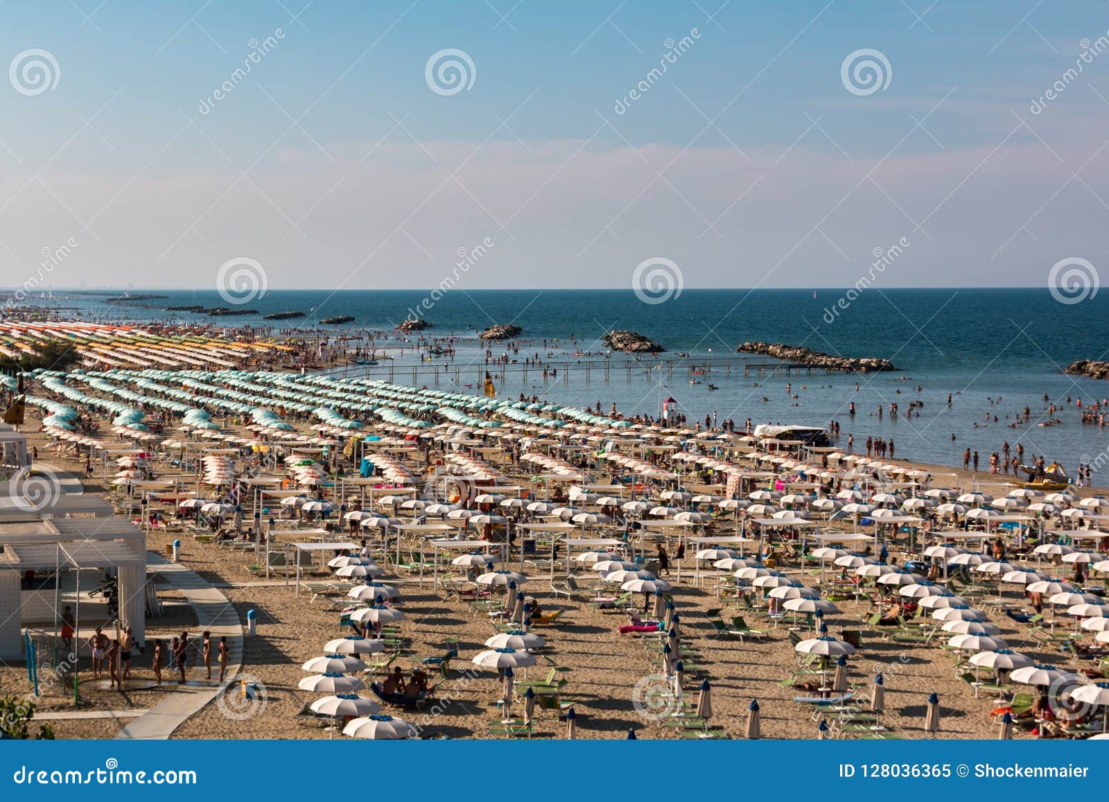 beach section in torre pedrera at rimini in italy