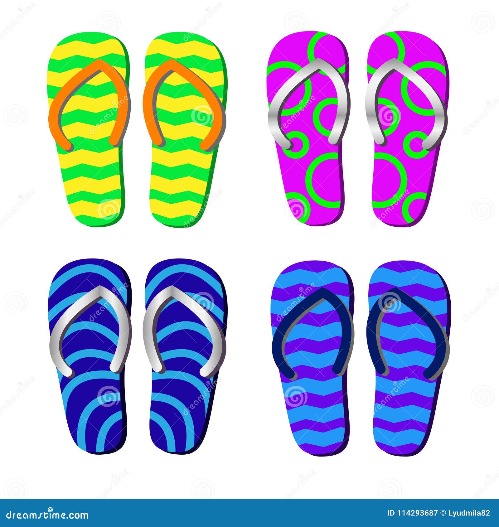 Beach Slippers with Pattern Isolated for Decorating Tourist Leaf Stock ...