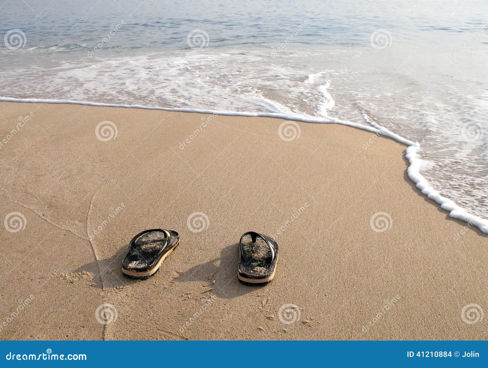 Beach Slippers in the Sand on Beach Stock Photo Image of relax, quiet