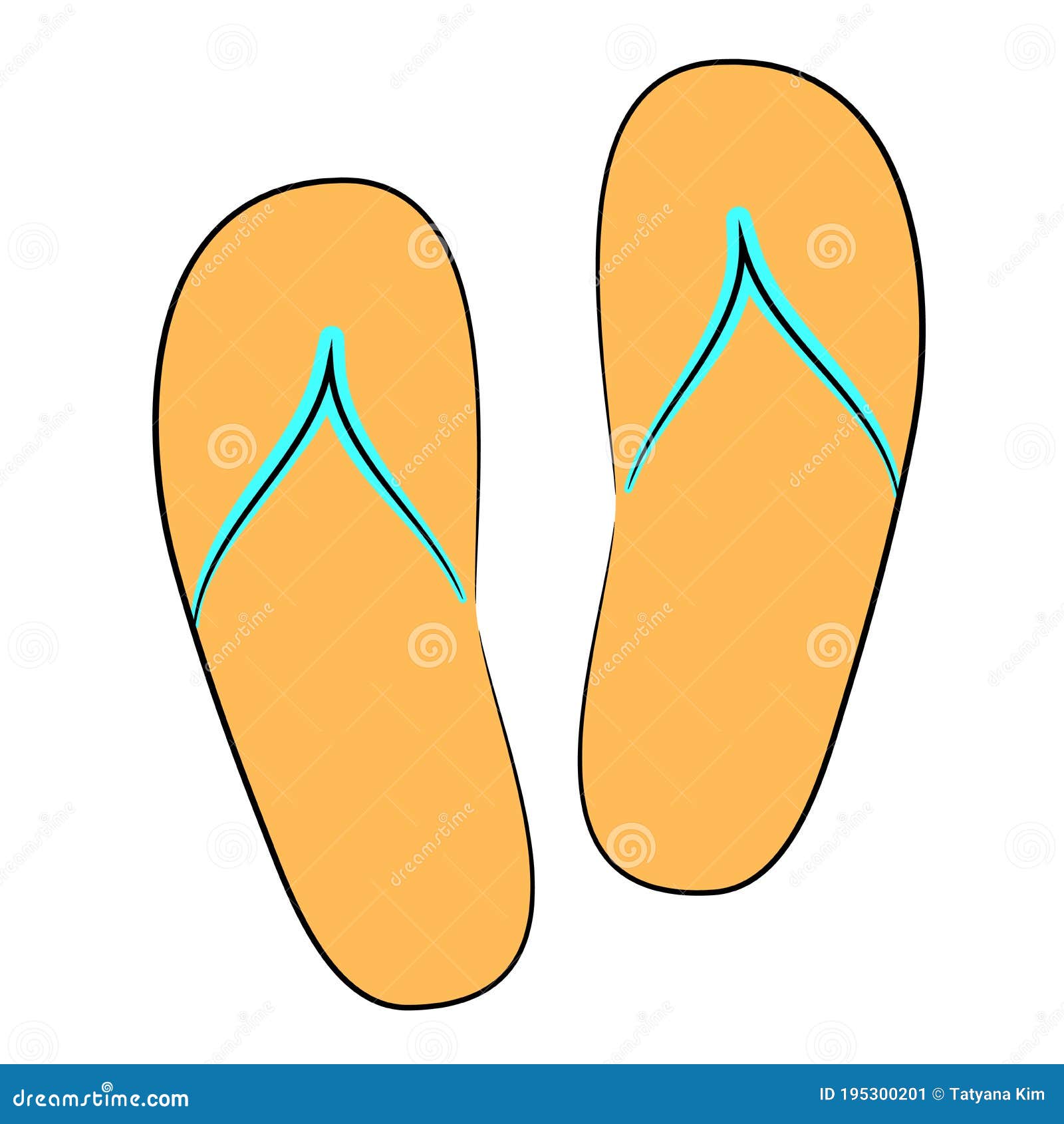 Beach Slippers are Yellow. Simple Vector Sketch Stock Illustration ...