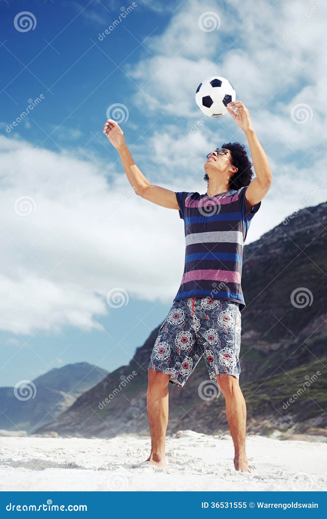 Beach soccer man stock image. Image of healthy, play 36531555