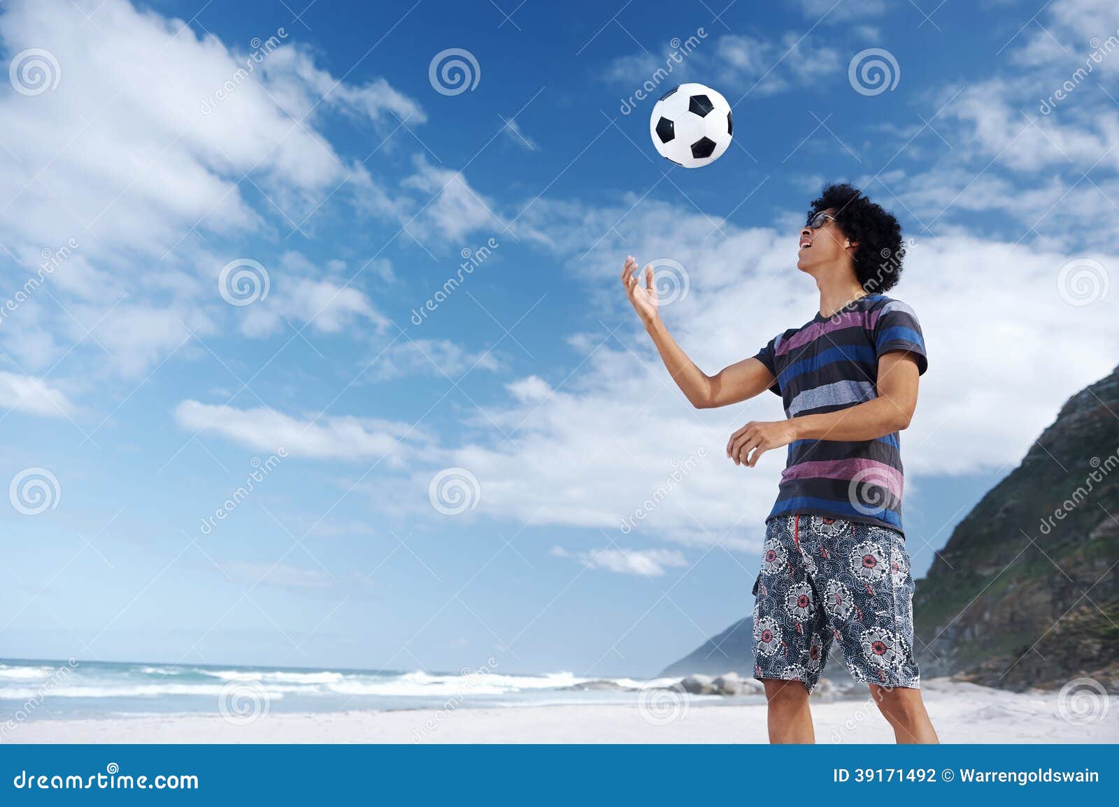 Beach soccer man stock photo. Image of holiday, fitness 39171492