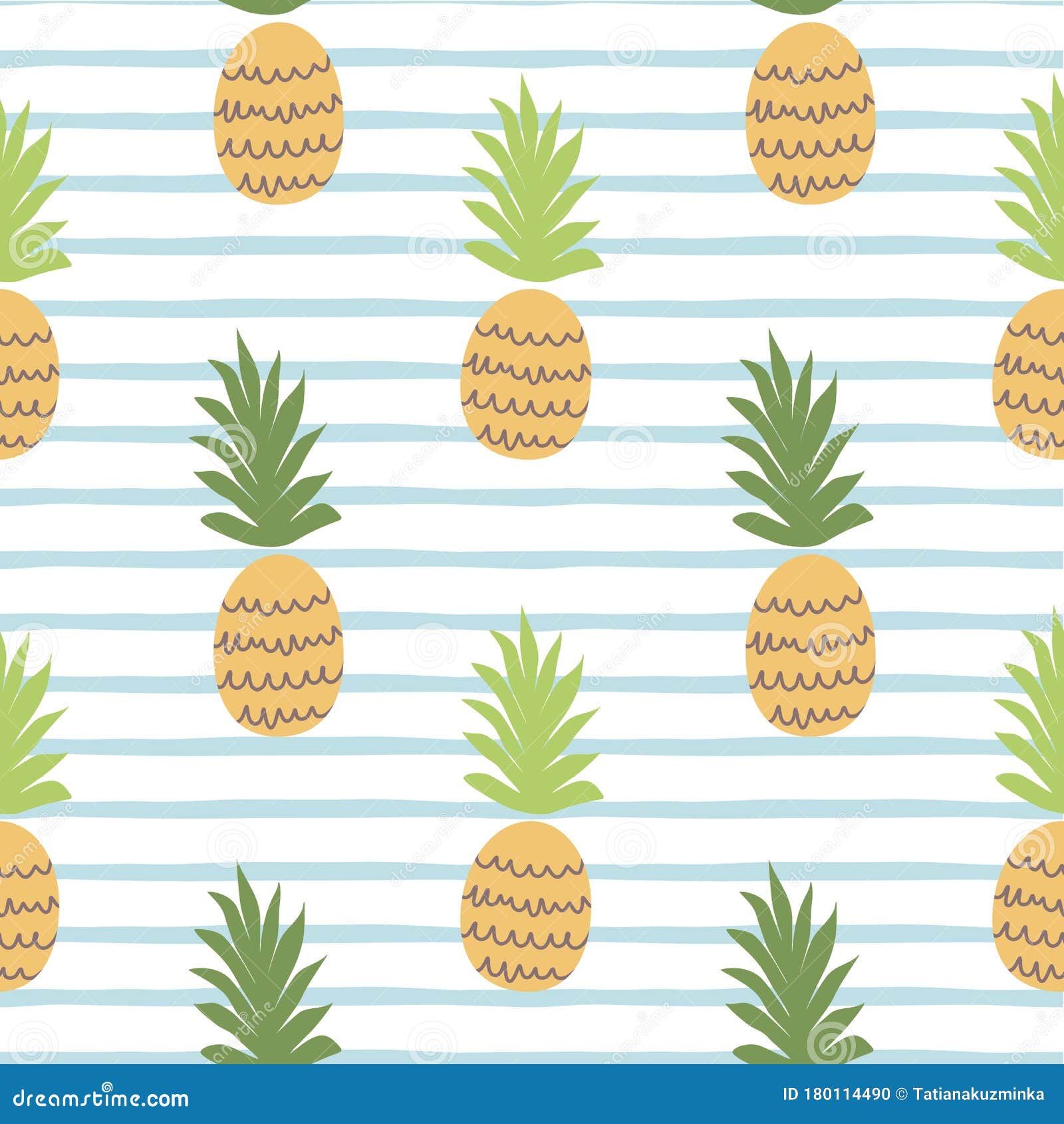 Beach Summer Pattern With Pineapple Cute Tropical Fruit On Blue Lines Seamless Background Fabric Textile Striped Design Stock Illustration Illustration Of Background Blue 180114490