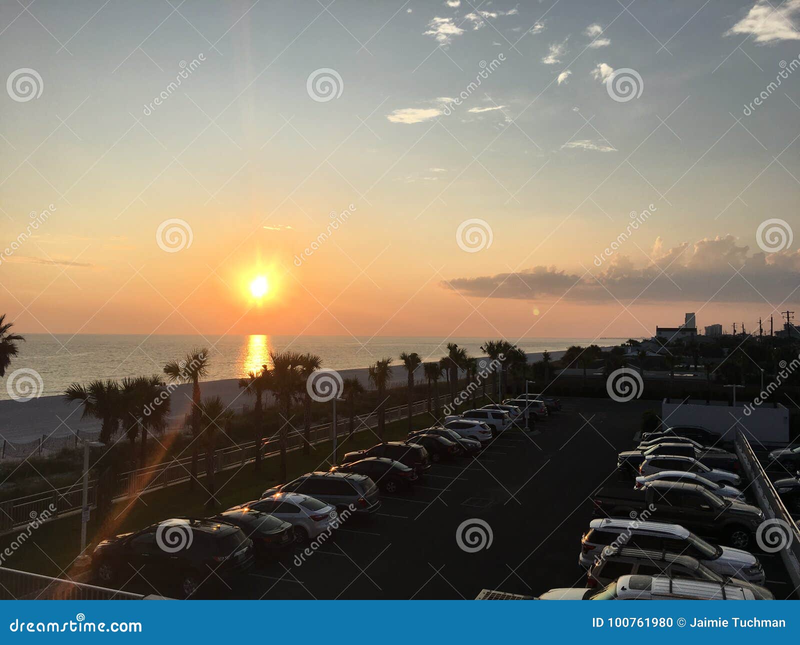 Beach Sunset from the Parking Lot Stock Photo Image of footpath