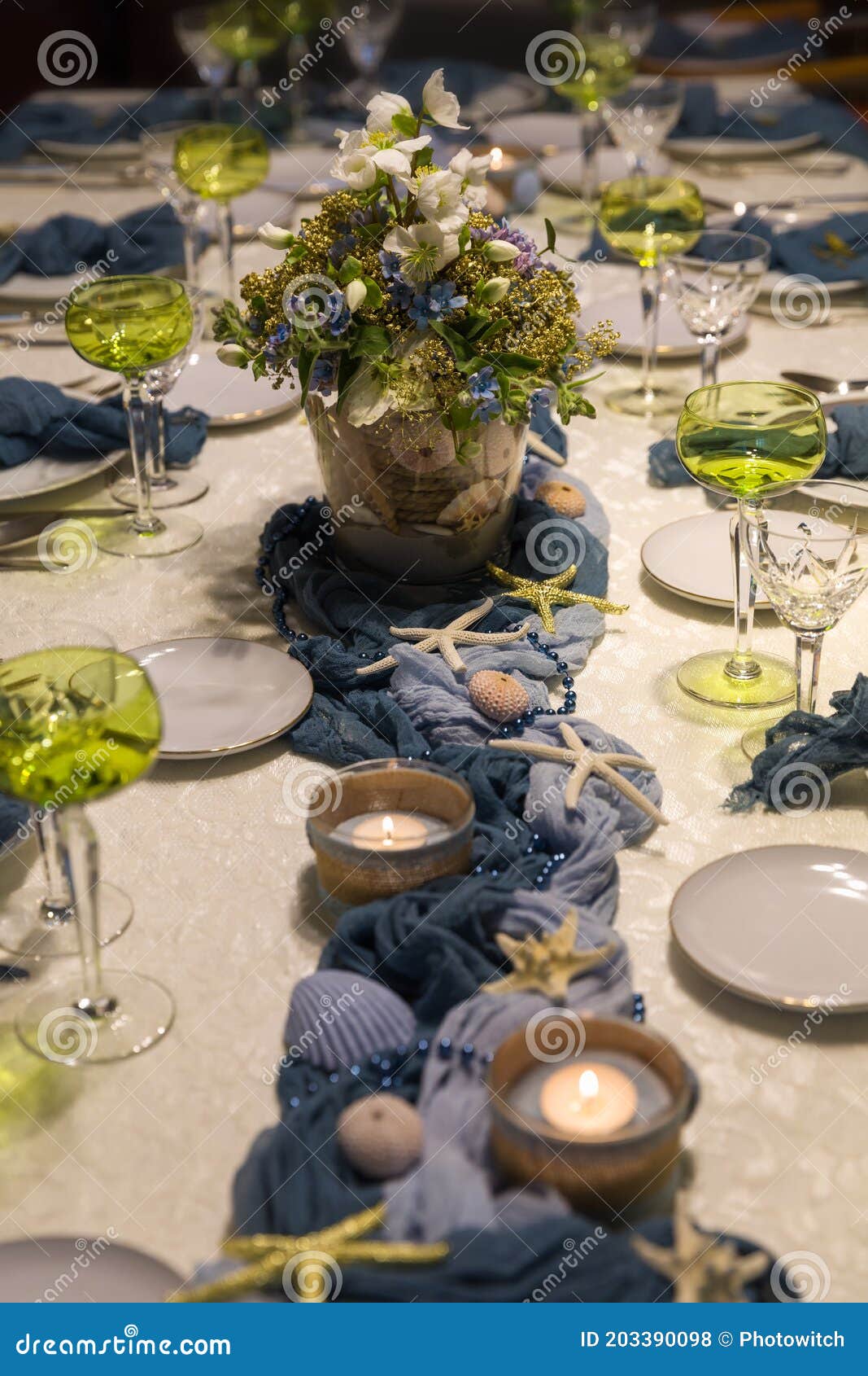 Beach Theme Christmas Dinner Table Stock Photo - Image of dining