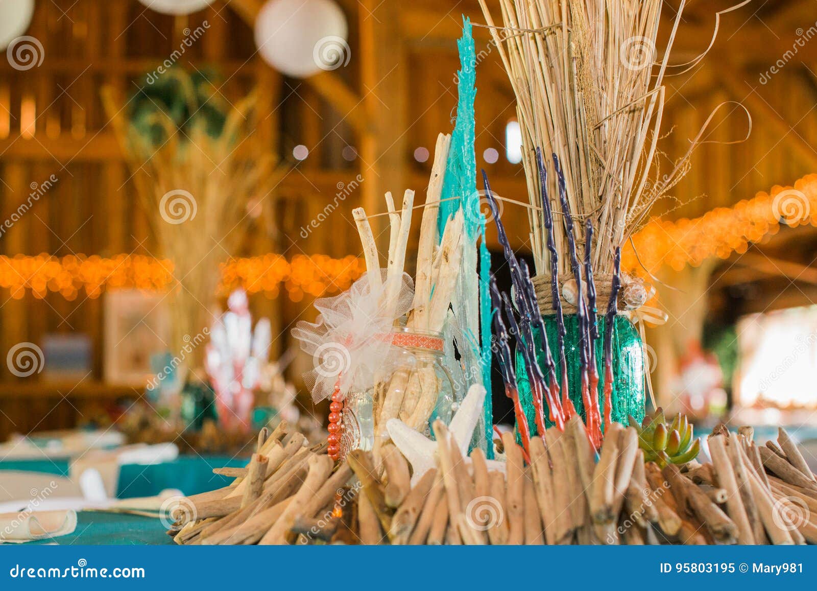 Beach Themed Ocean Wedding Reception Decorations Stock Image Image