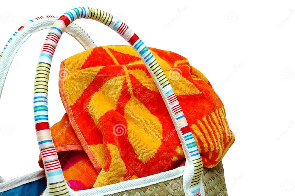 Beach Towel and Bag stock image. Image of relaxing, vacation 2409389