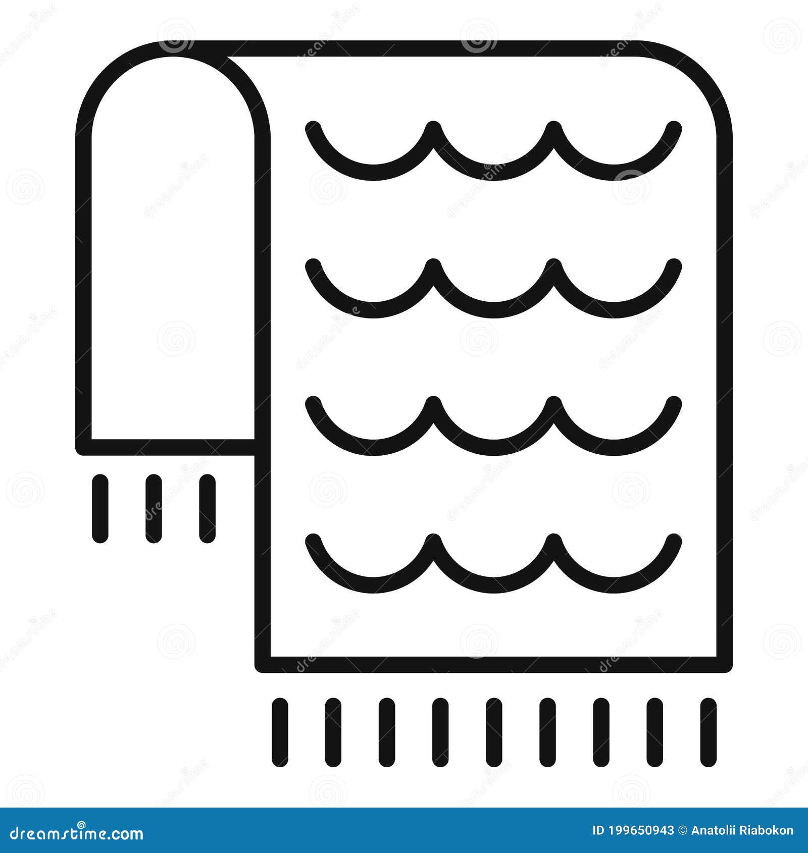Beach Towel Icon, Outline Style Stock Vector Illustration of cotton