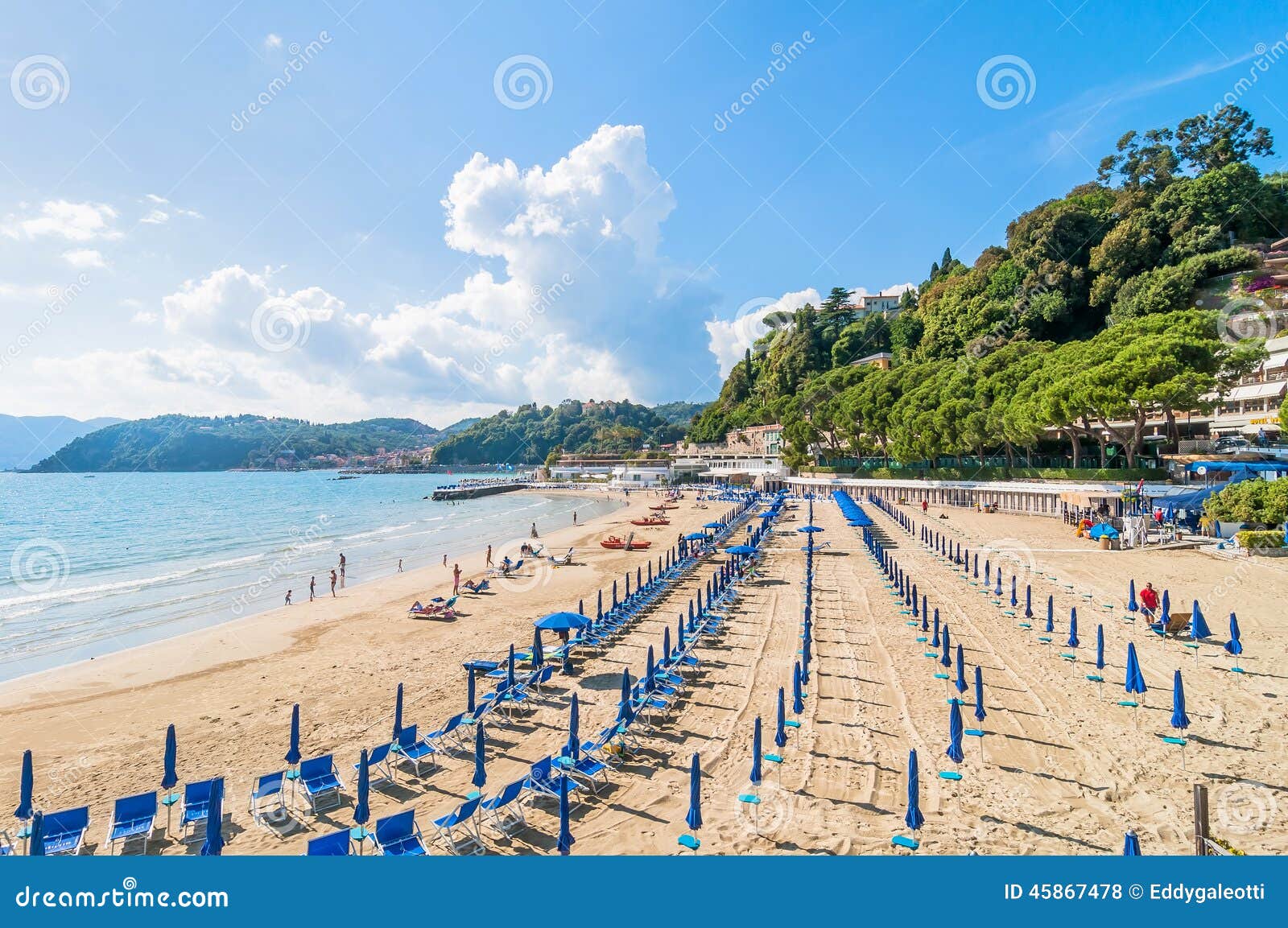 Beach And Town Of Lerici Italy Editorial Stock Photo