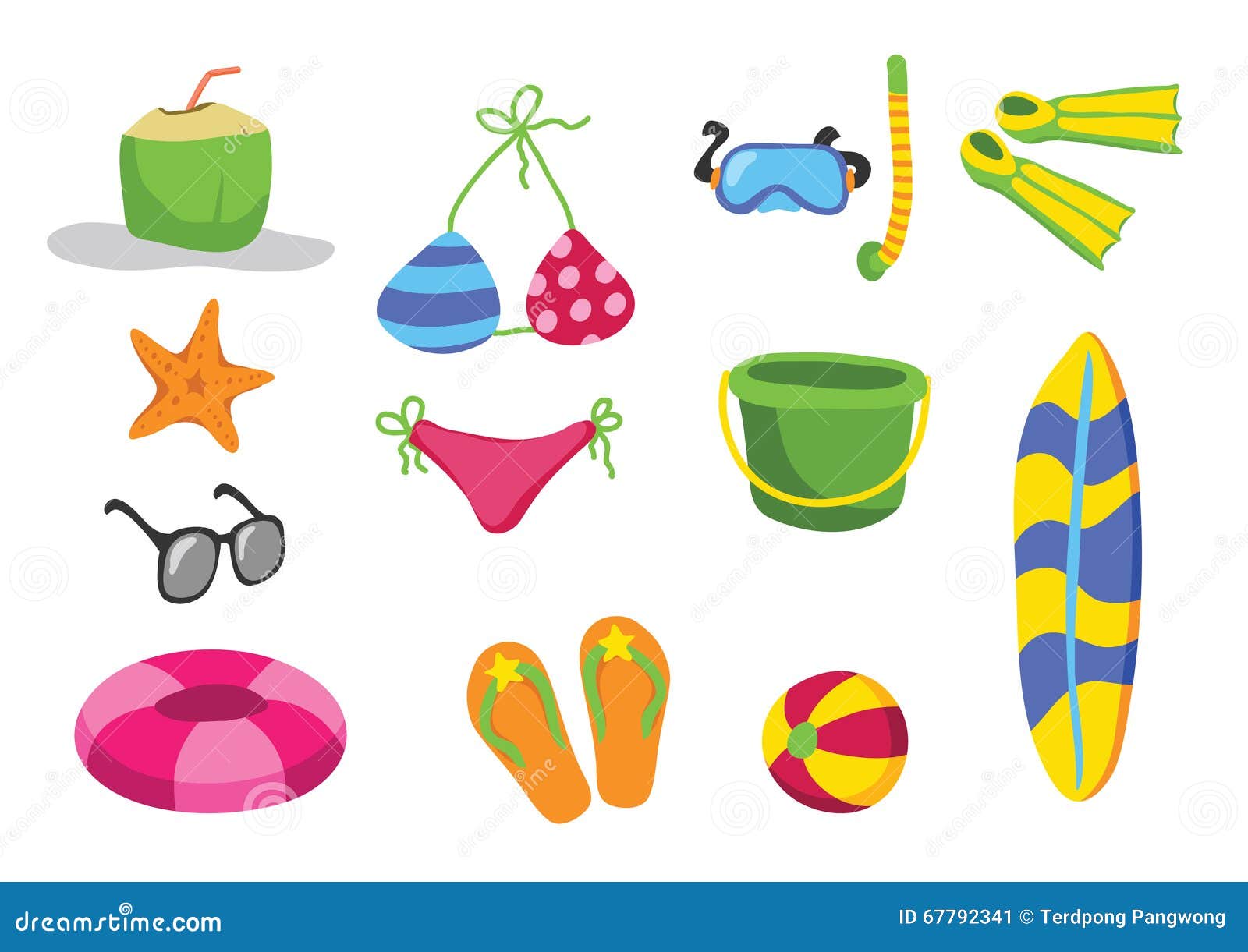 Beach toys vector cartoon stock vector. Illustration of starfish 67792341