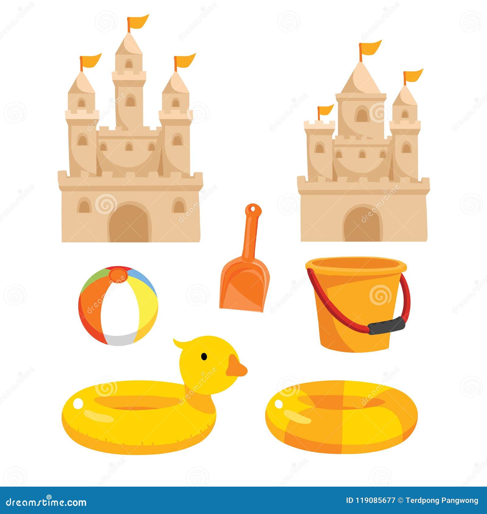 Beach toys vector design stock vector. Illustration of vacation 119085677