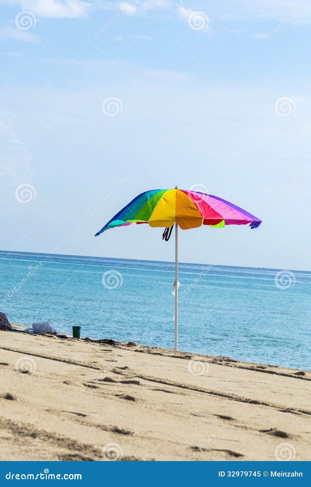 Beach Umbrella Colorful in the Sand Stock Image - Image of scene ...