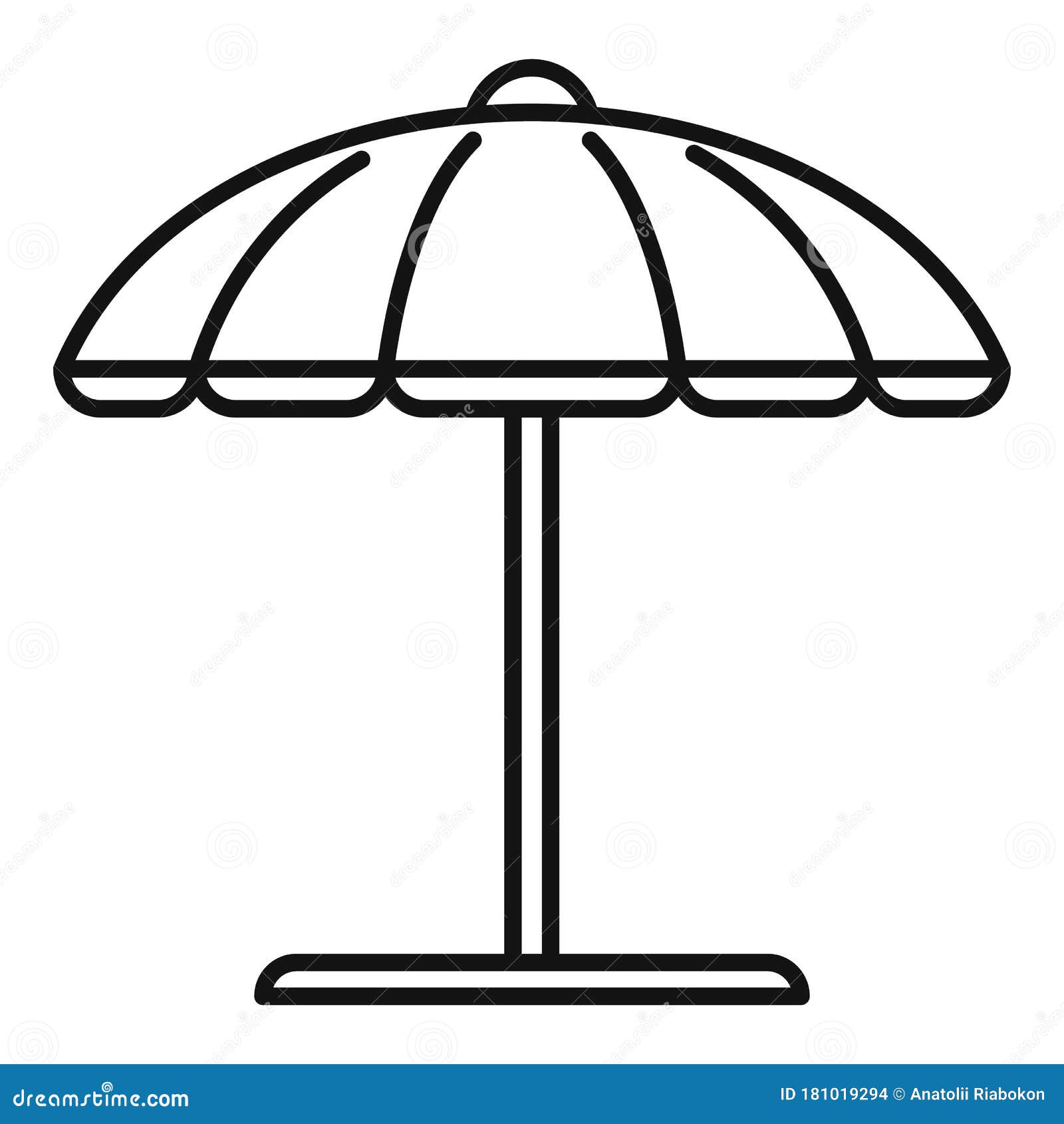 Beach Umbrella Icon, Outline Style Stock Vector Illustration of relaxation, element 181019294