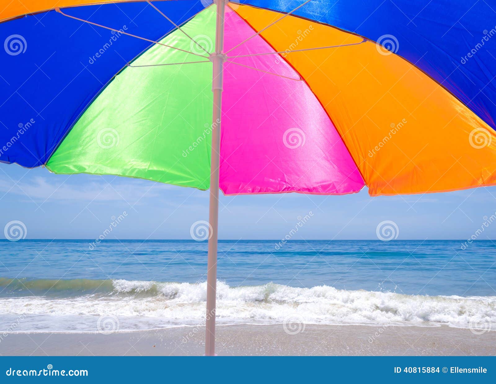 Beach Umbrella by the Ocean Stock Photo - Image of brolly, parasol ...